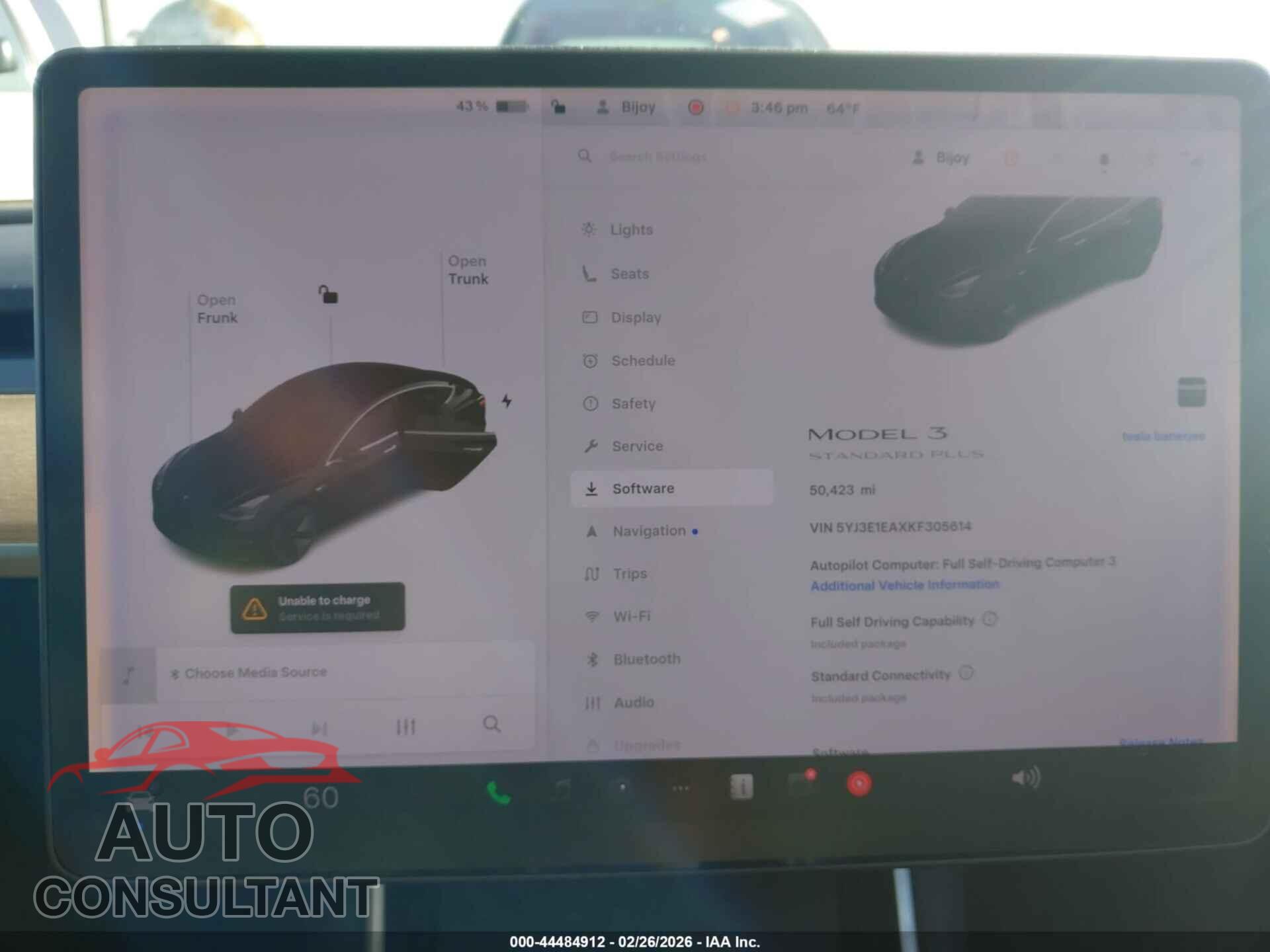 TESLA MODEL 3 2019 - 5YJ3E1EAXKF305614