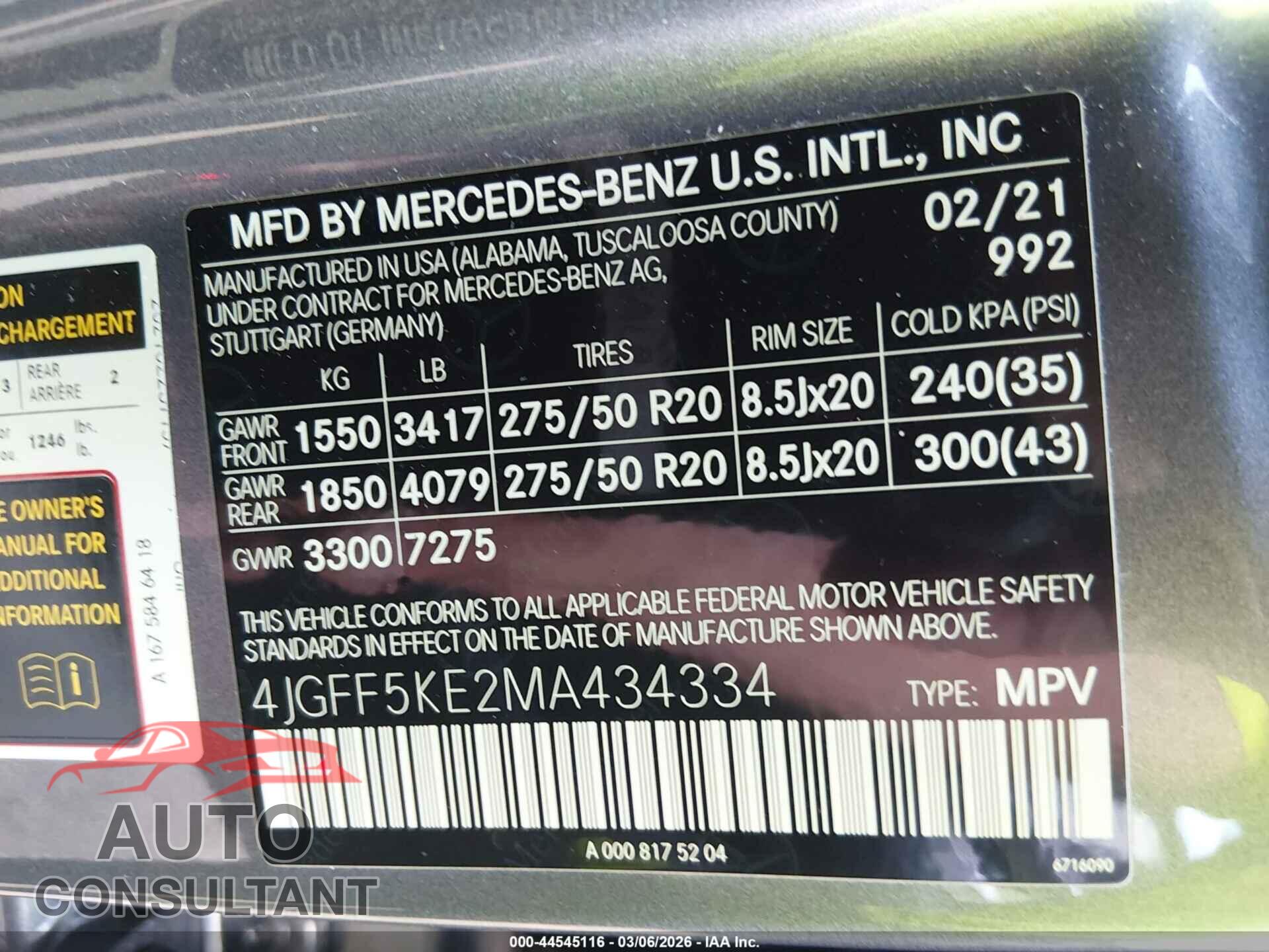 MERCEDES-BENZ GLS 450 2021 - 4JGFF5KE2MA434334