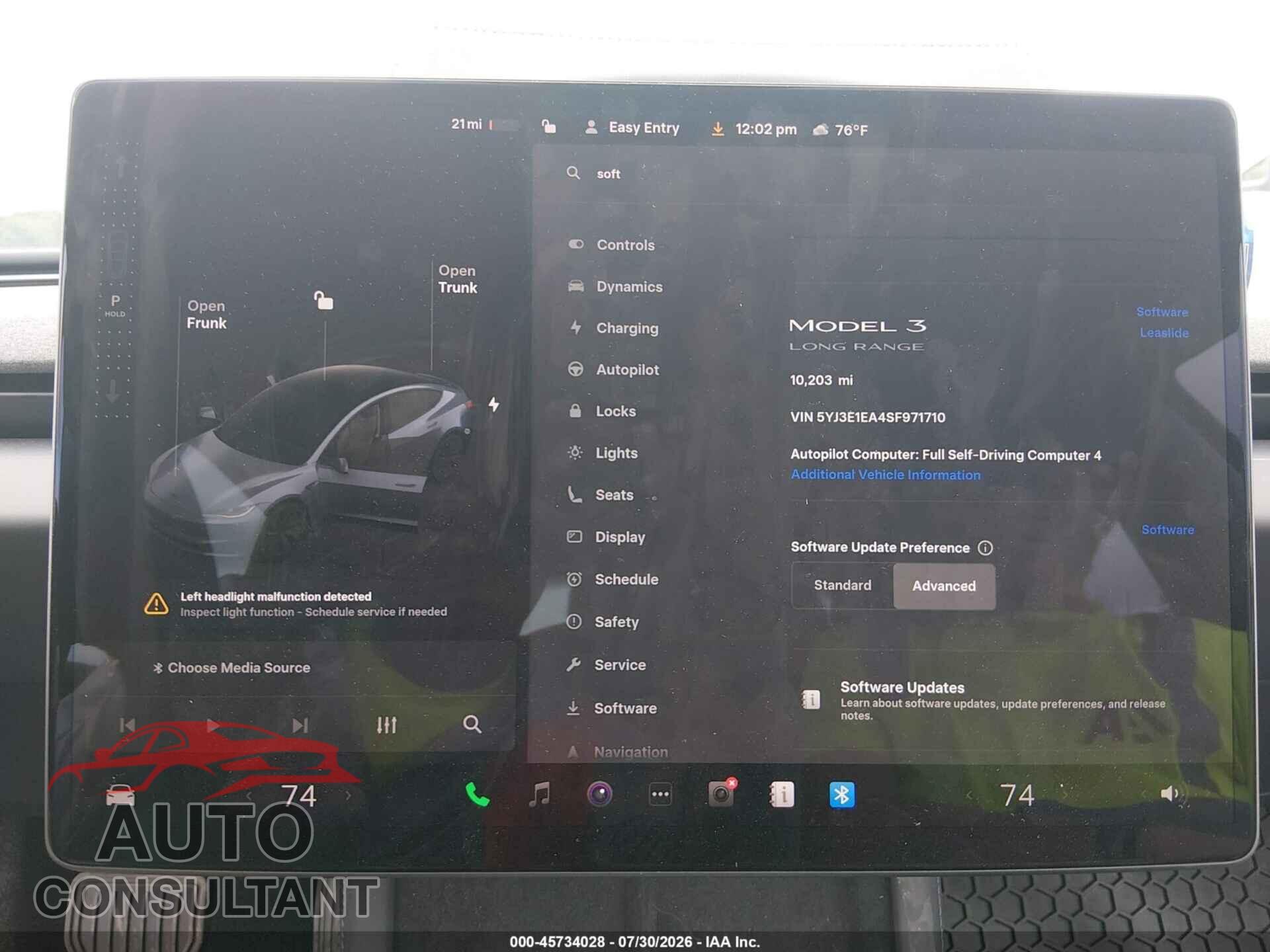 TESLA MODEL 3 2025 - 5YJ3E1EA4SF971710