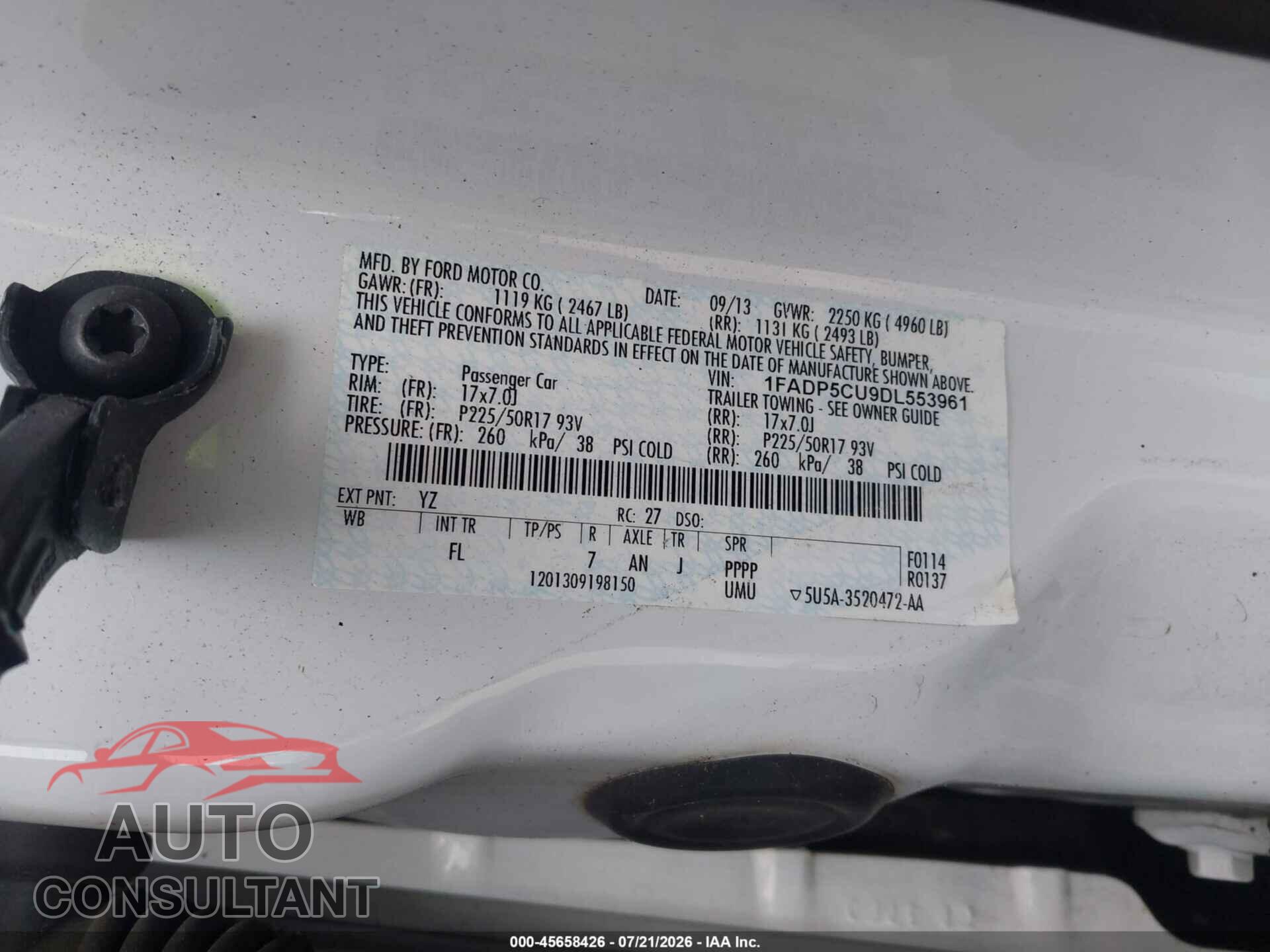 FORD C-MAX ENERGI 2013 - 1FADP5CU9DL553961