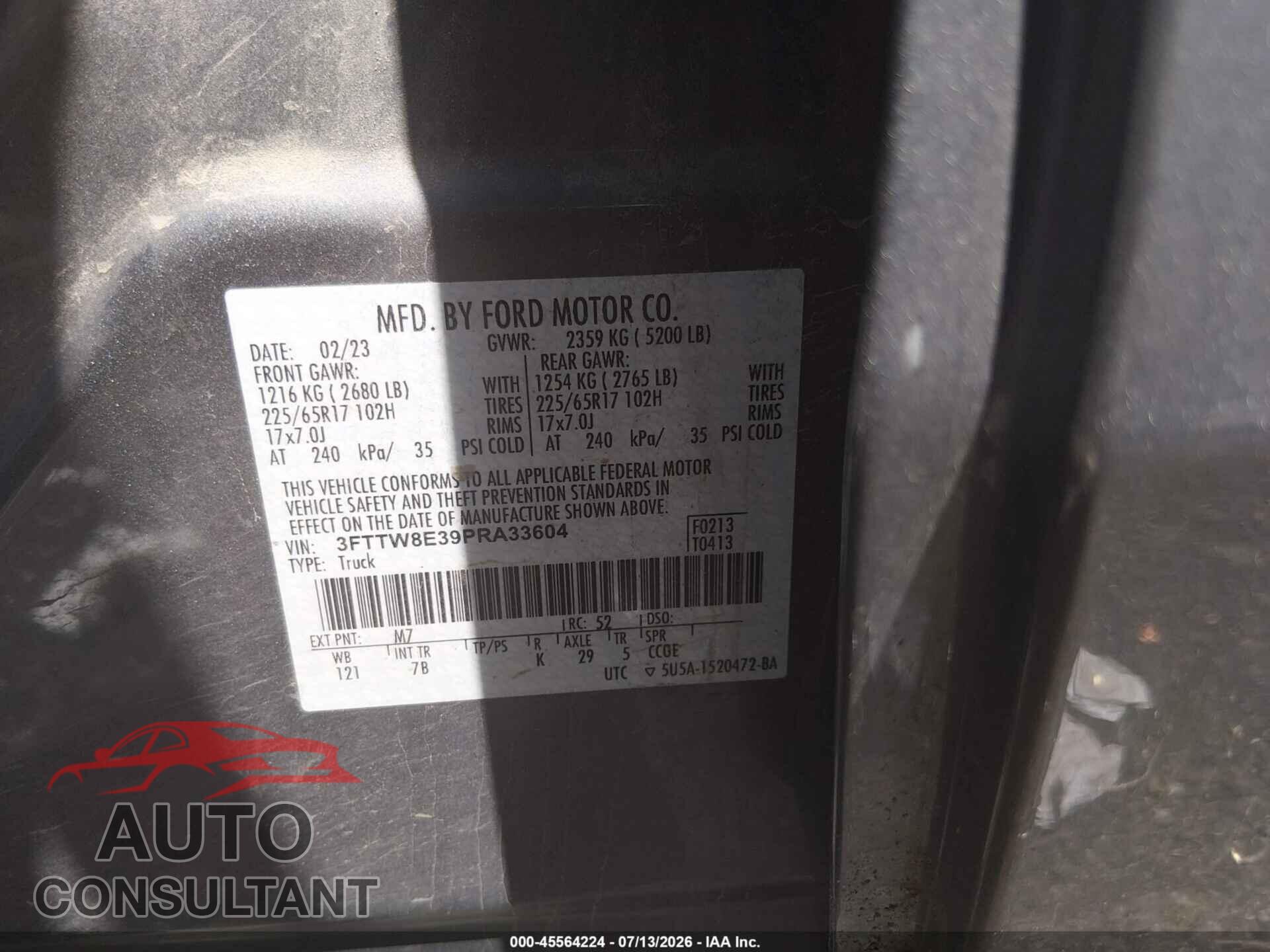 FORD MAVERICK 2023 - 3FTTW8E39PRA33604
