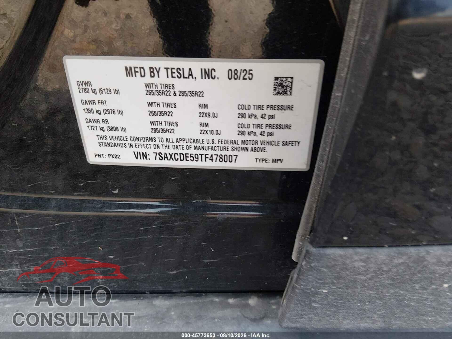 TESLA MODEL X 2026 - 7SAXCDE59TF478007