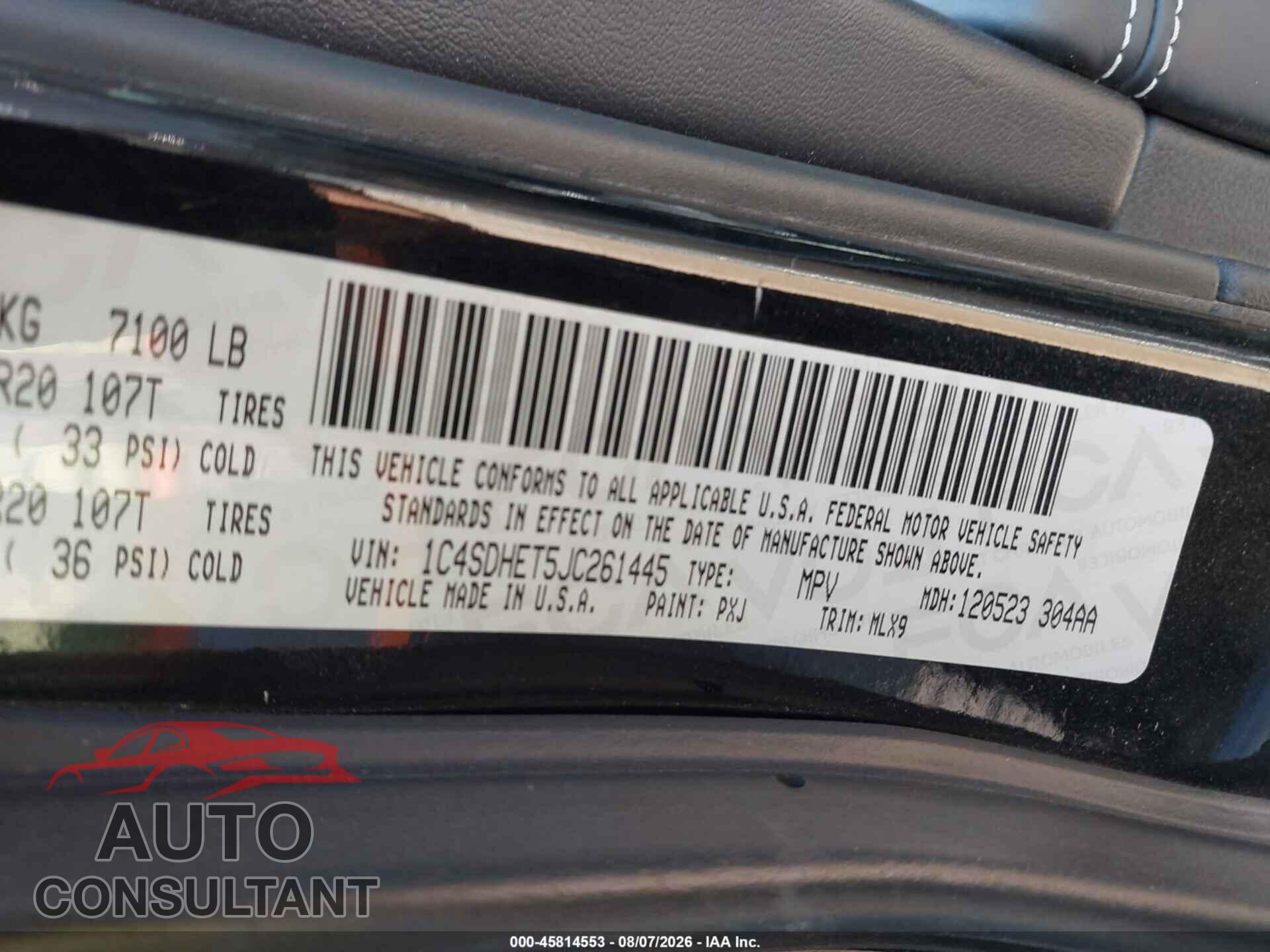DODGE DURANGO 2018 - 1C4SDHET5JC261445