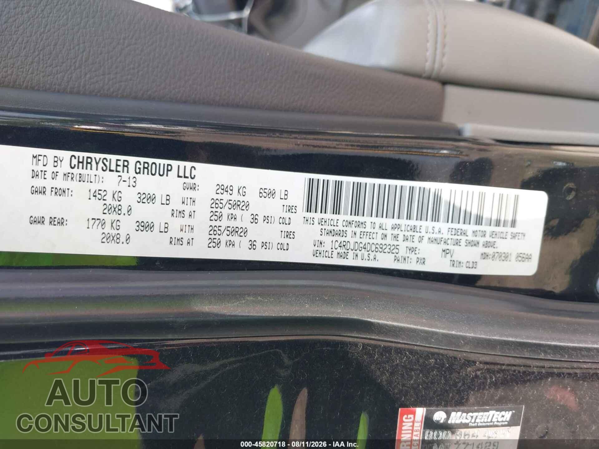 DODGE DURANGO 2013 - 1C4RDJDG4DC692325