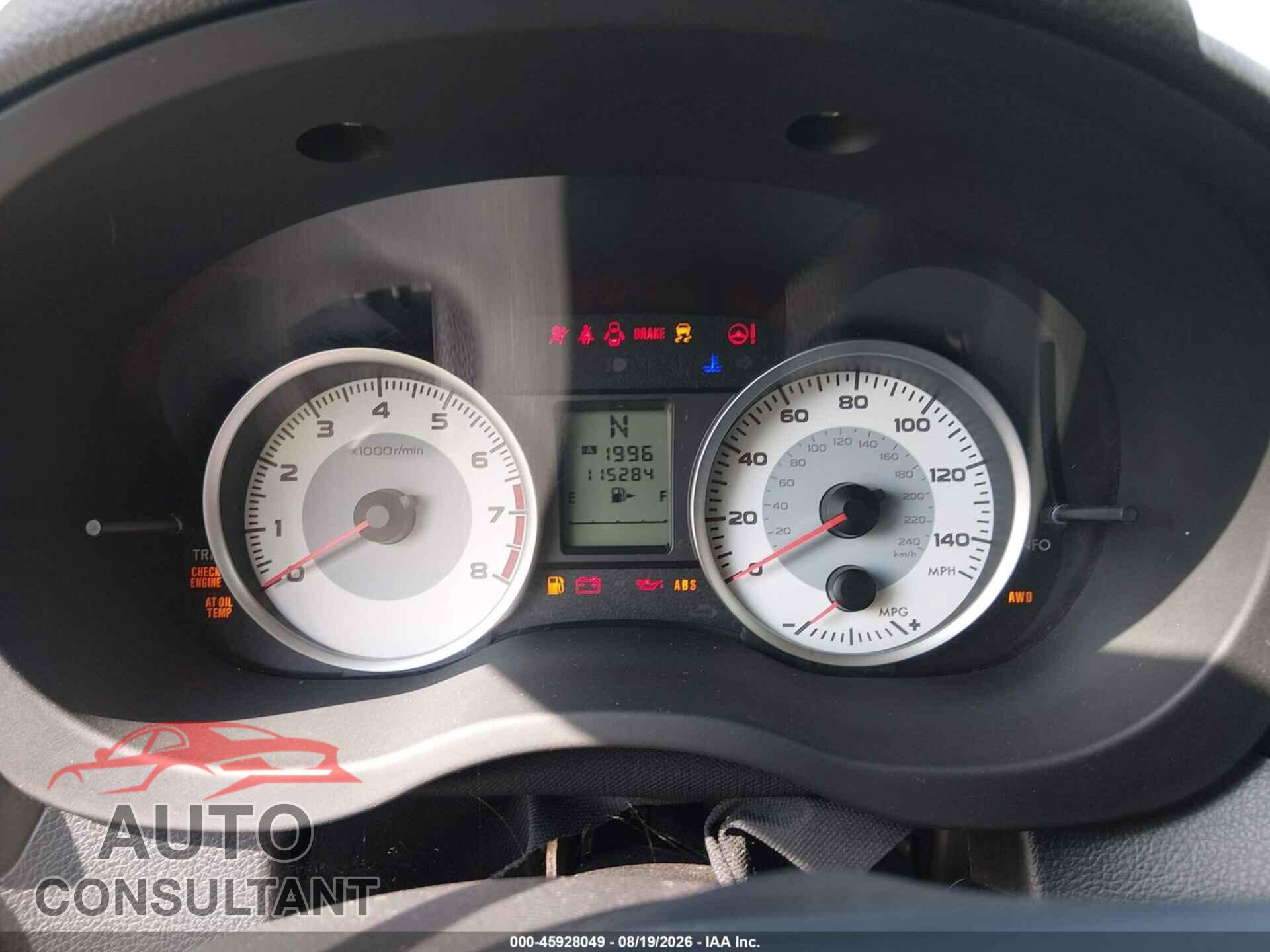 SUBARU IMPREZA 2012 - JF1GPAA68CH201059