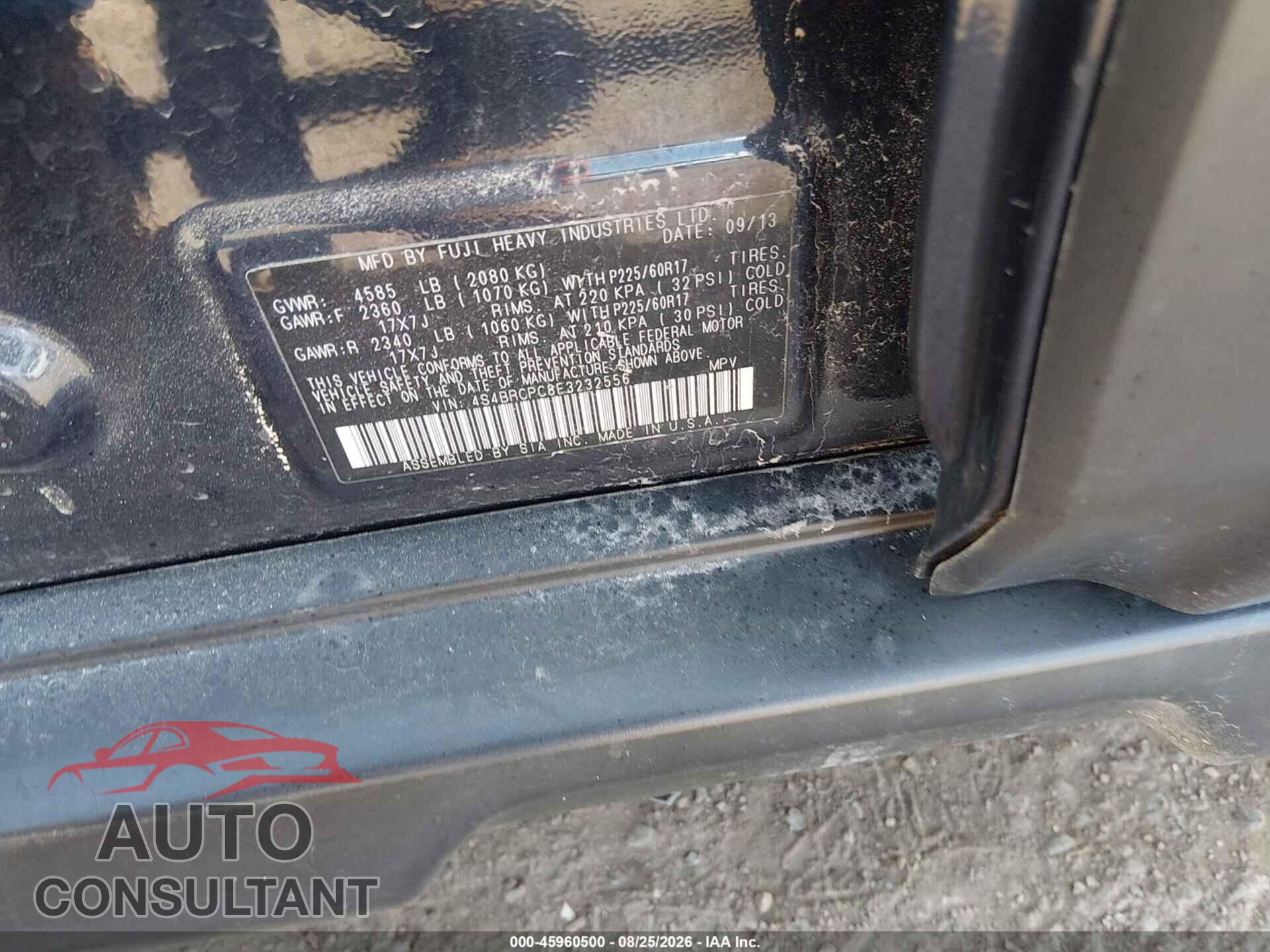 SUBARU OUTBACK 2014 - 4S4BRCPC8E3232556