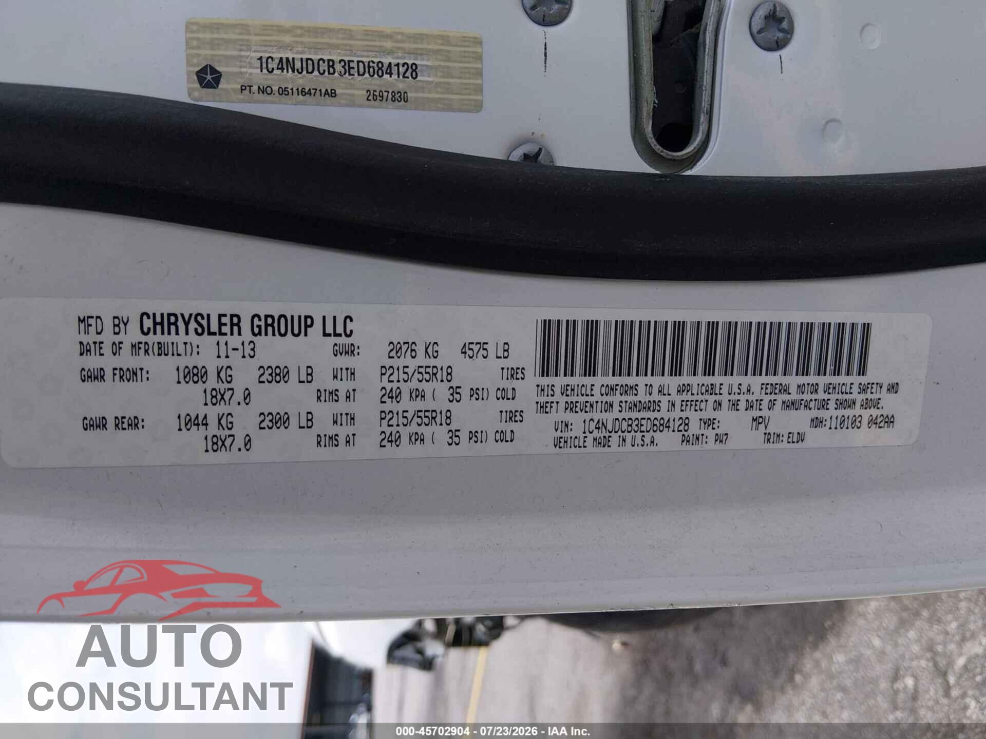 JEEP COMPASS 2014 - 1C4NJDCB3ED684128