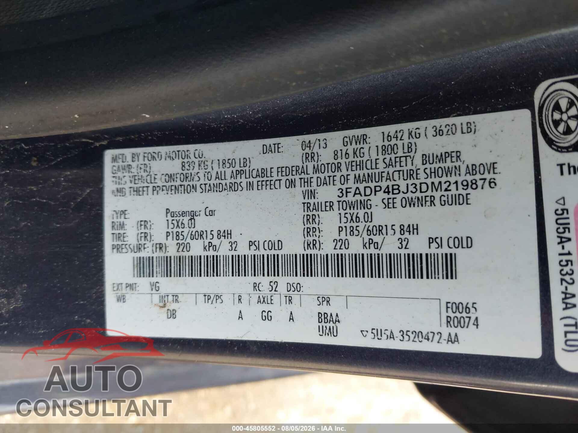 FORD FIESTA 2013 - 3FADP4BJ3DM219876