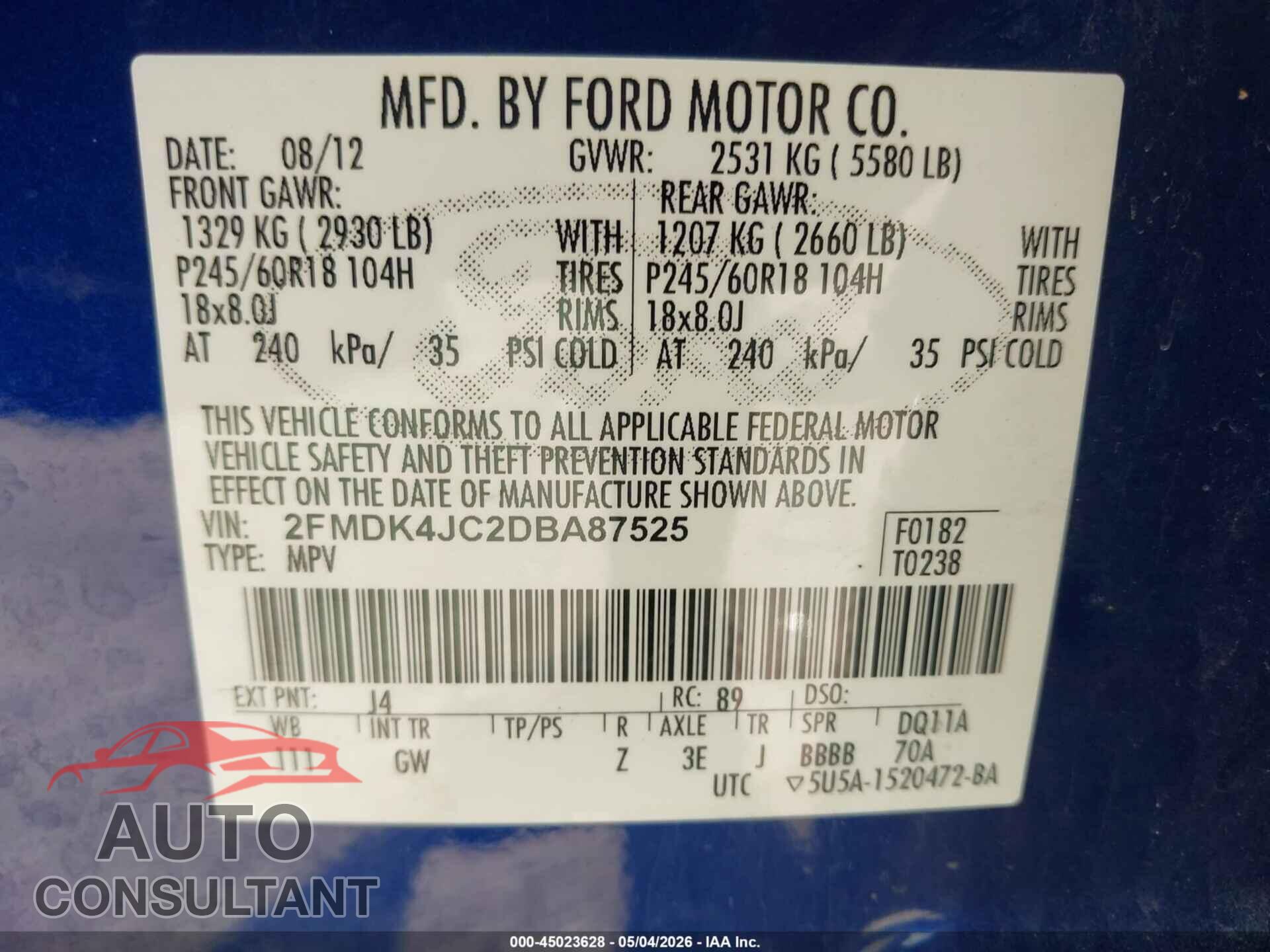 FORD EDGE 2013 - 2FMDK4JC2DBA87525