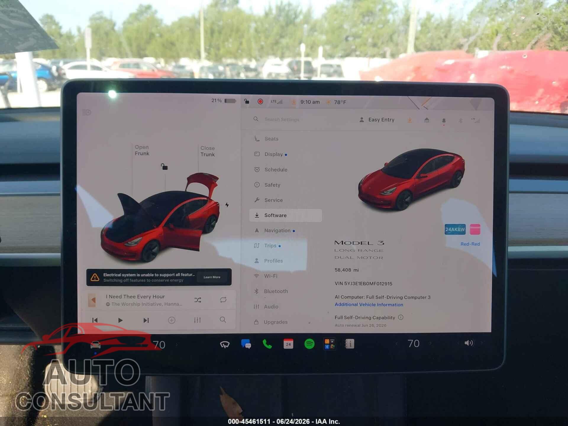 TESLA MODEL 3 2021 - 5YJ3E1EB0MF012915