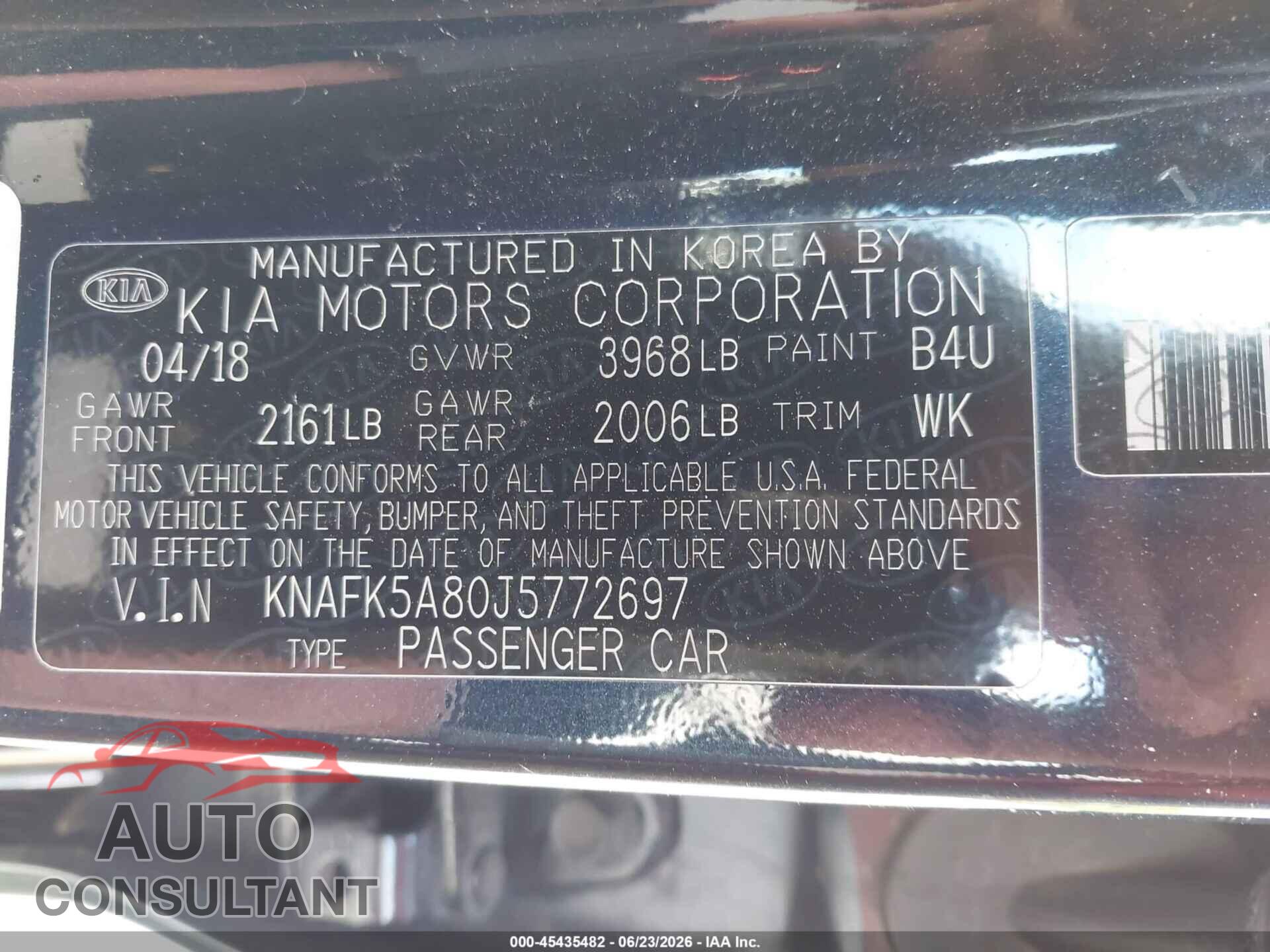 KIA FORTE 2018 - knafk5a80j5772697