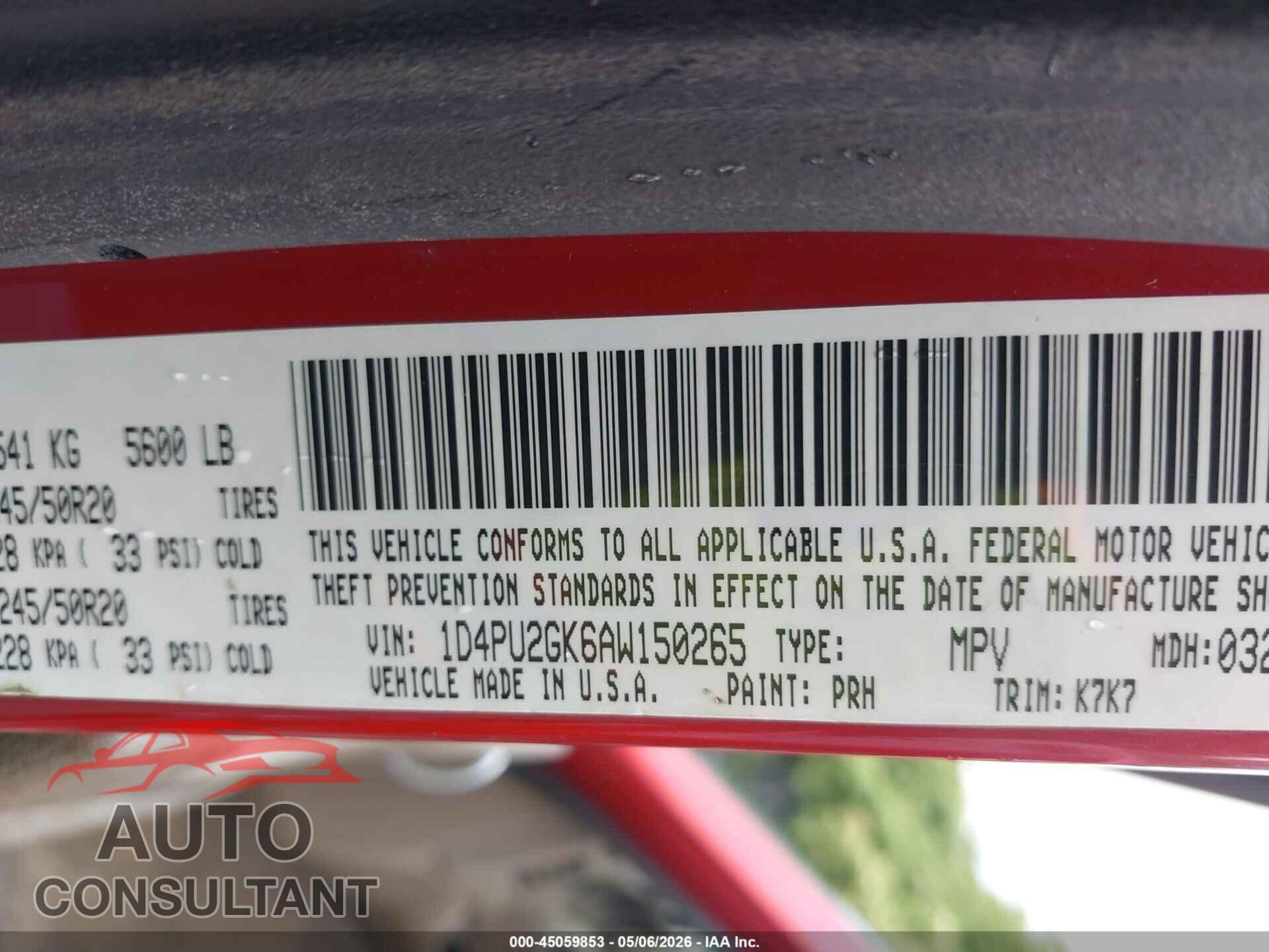 DODGE NITRO 2010 - 1D4PU2GK6AW150265