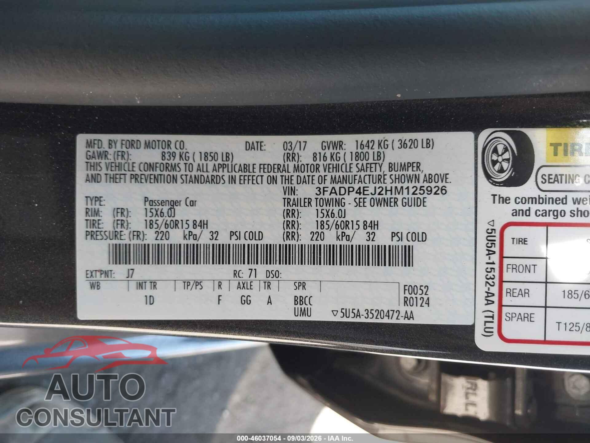 FORD FIESTA 2017 - 3FADP4EJ2HM125926