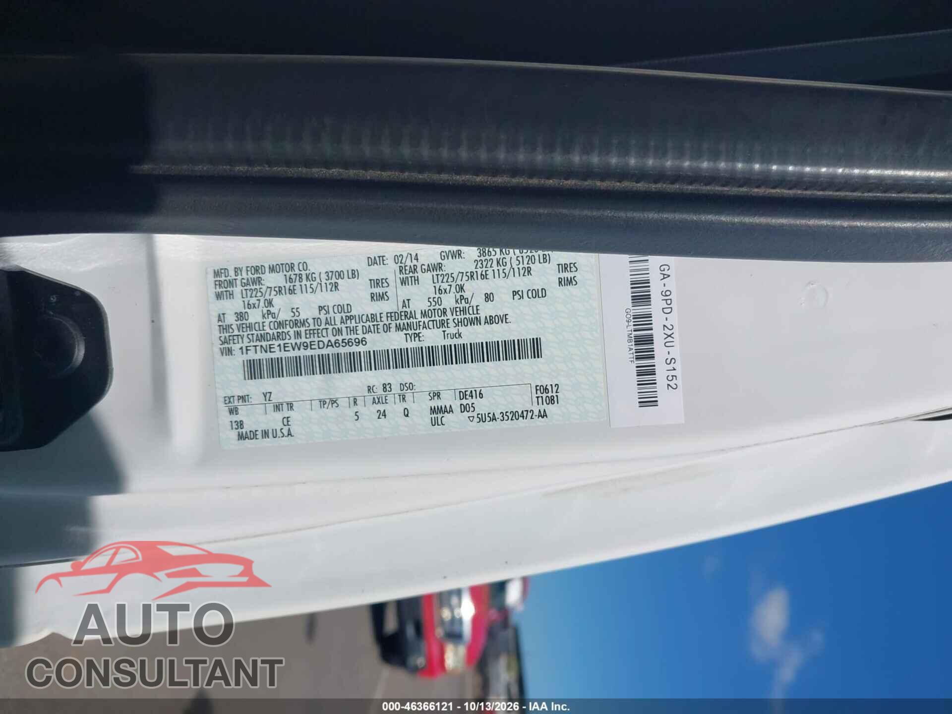 FORD E-150 2014 - 1FTNE1EW9EDA65696