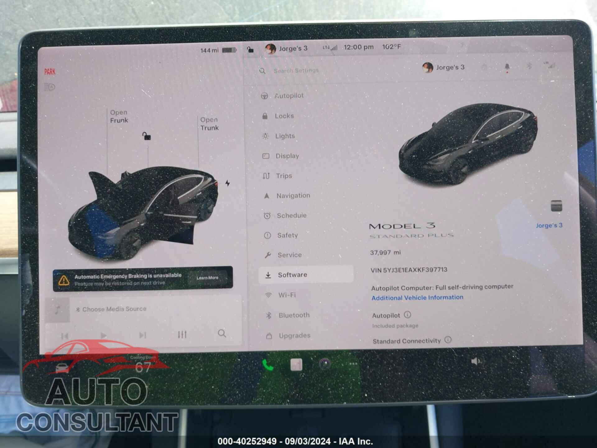 TESLA MODEL 3 2019 - 5YJ3E1EAXKF397713