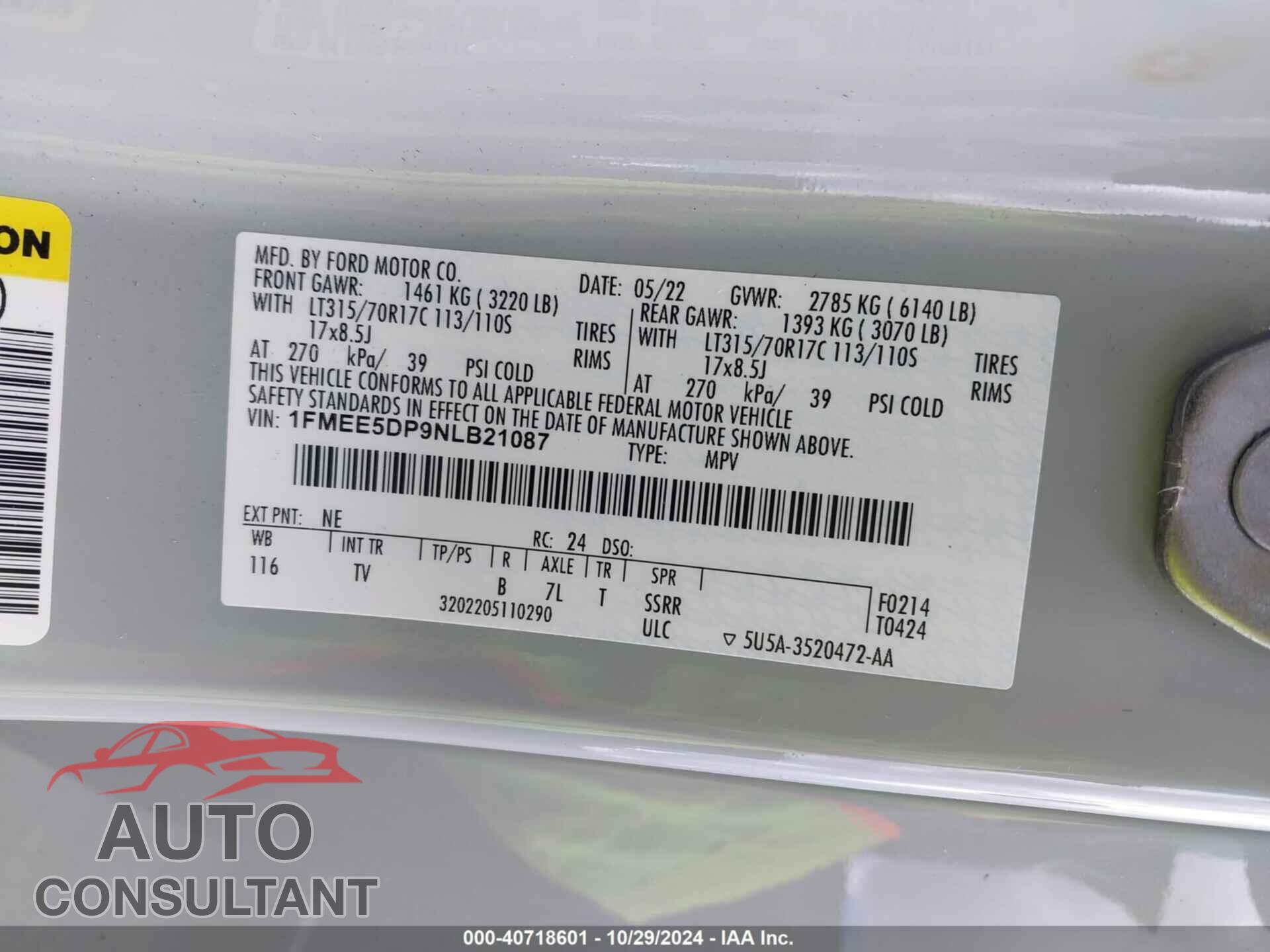 FORD BRONCO 2022 - 1FMEE5DP9NLB21087