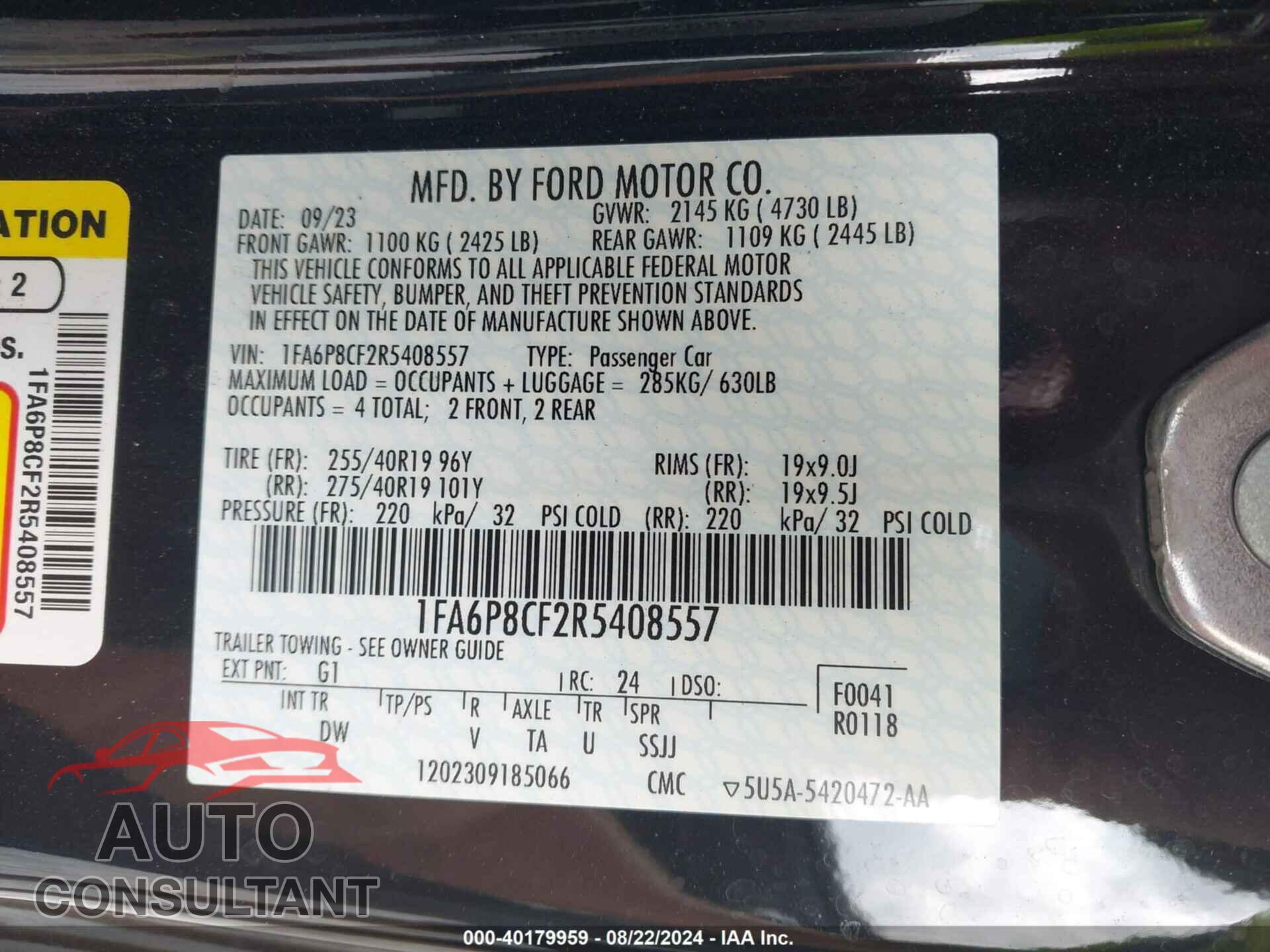 FORD MUSTANG 2024 - 1FA6P8CF2R5408557