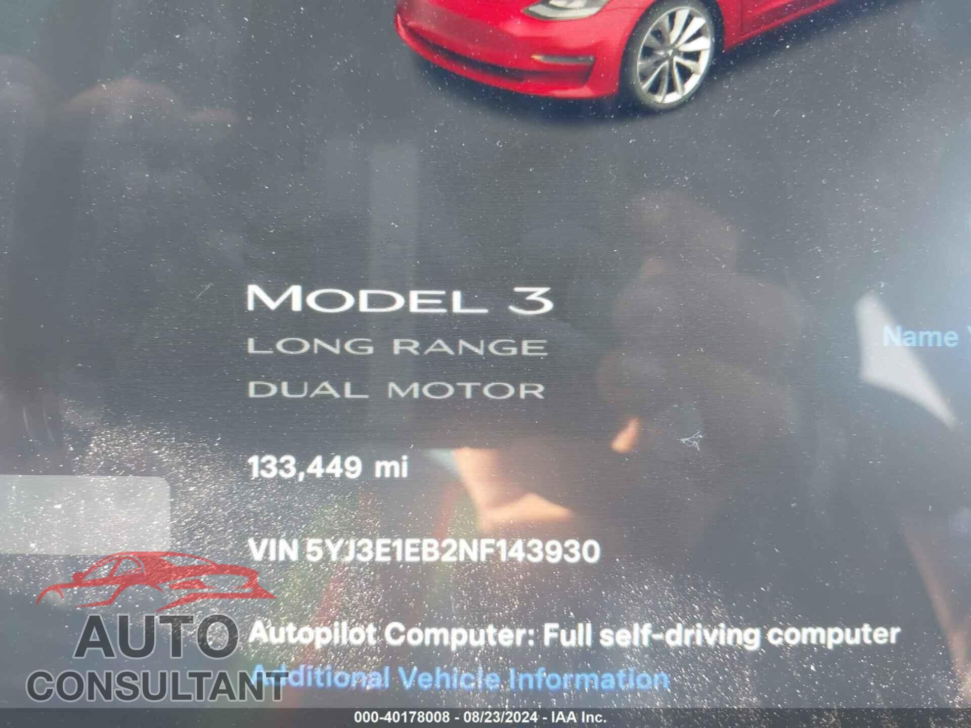TESLA MODEL 3 2022 - 5YJ3E1EB2NF143930