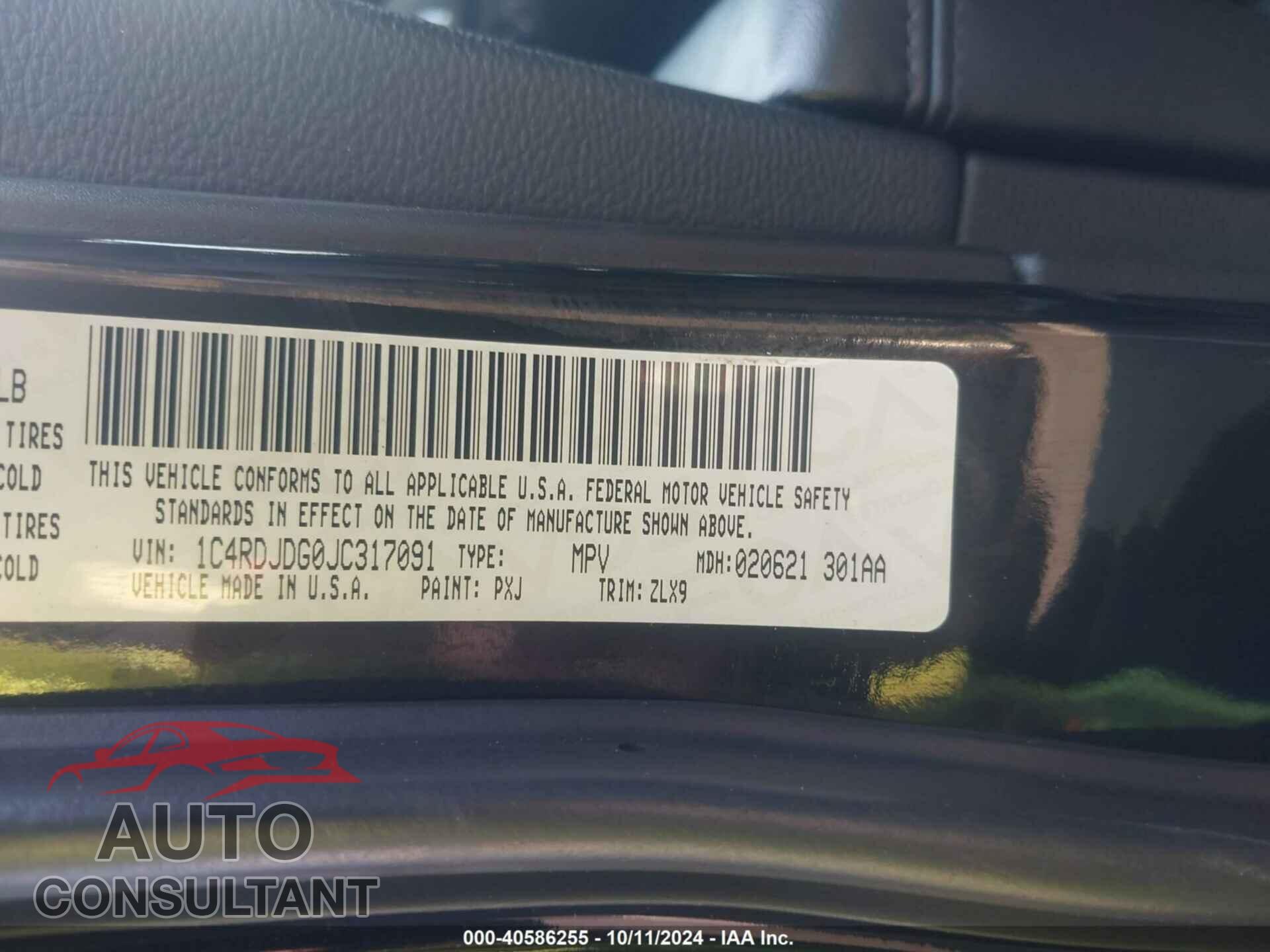 DODGE DURANGO 2018 - 1C4RDJDG0JC317091