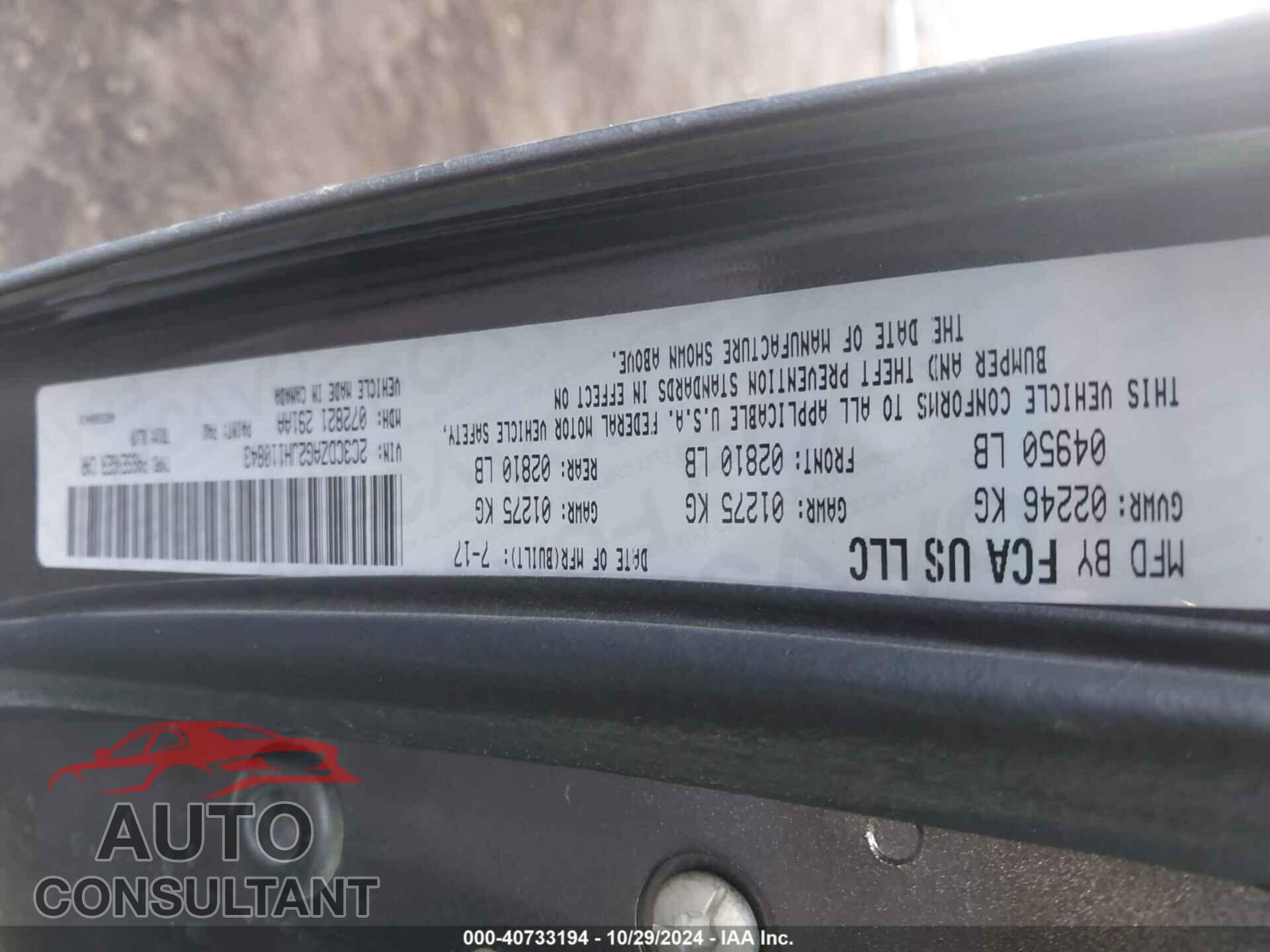 DODGE CHALLENGER 2018 - 2C3CDZAG2JH110843