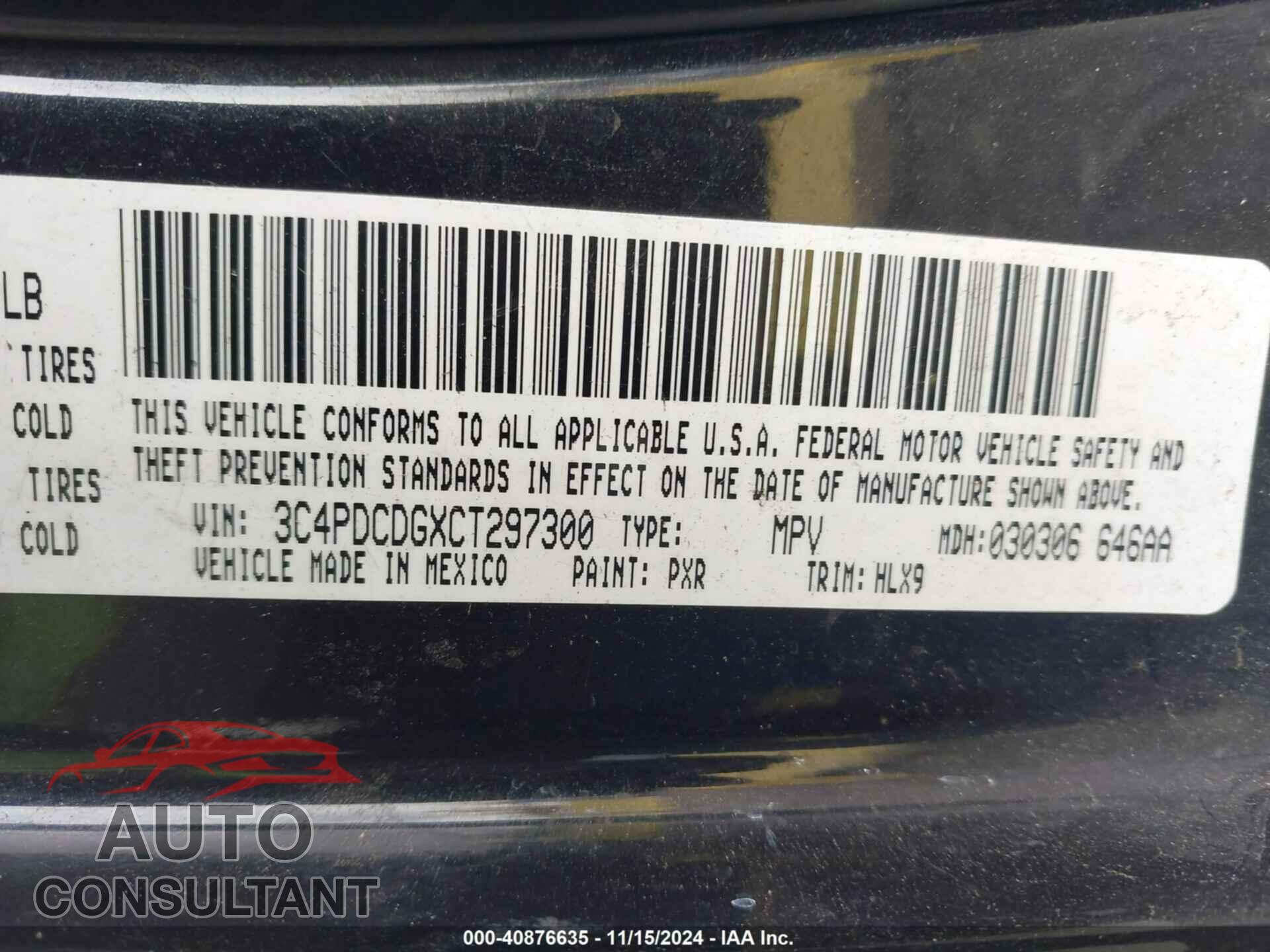 DODGE JOURNEY 2012 - 3C4PDCDGXCT297300
