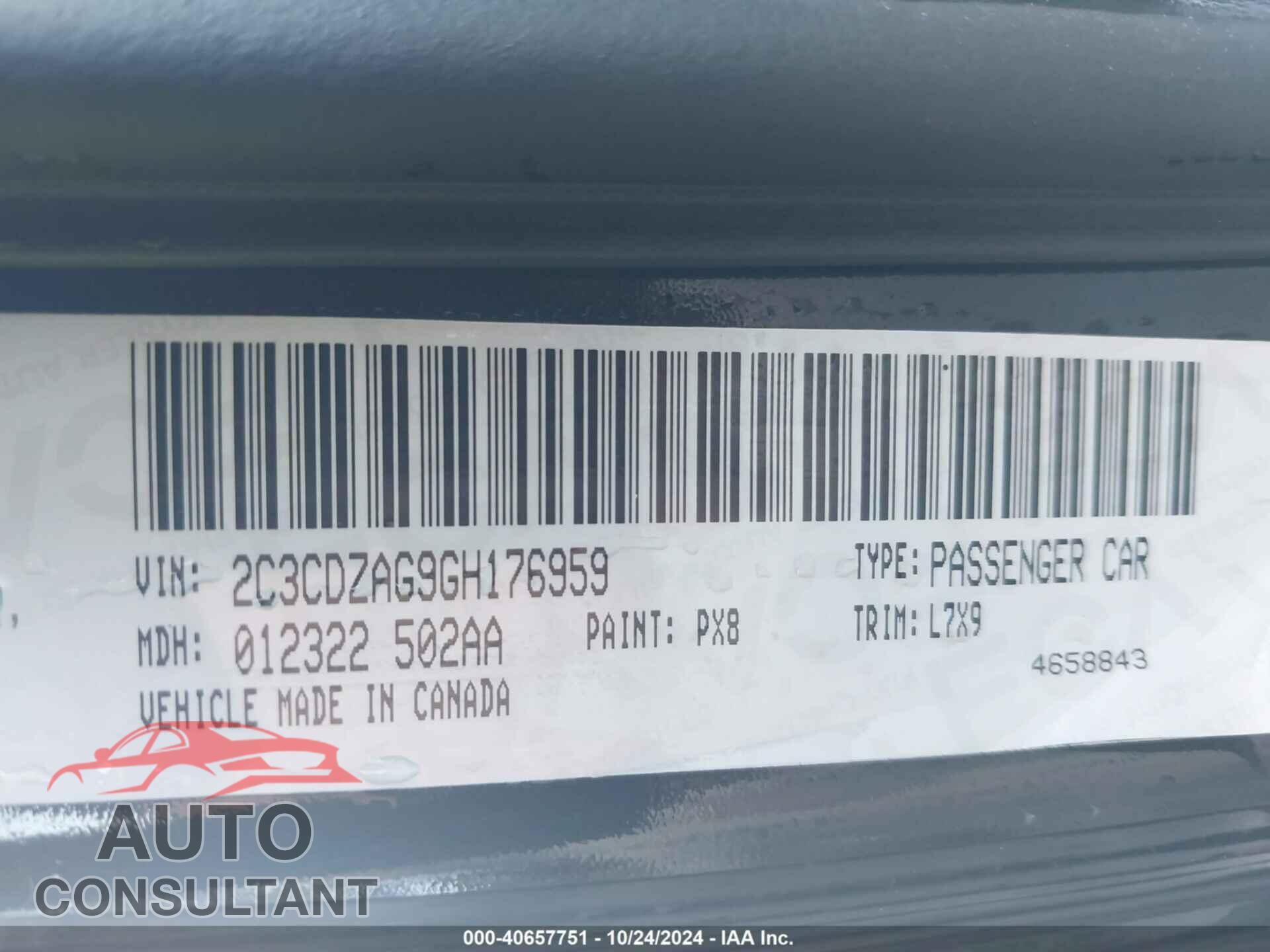 DODGE CHALLENGER 2016 - 2C3CDZAG9GH176959