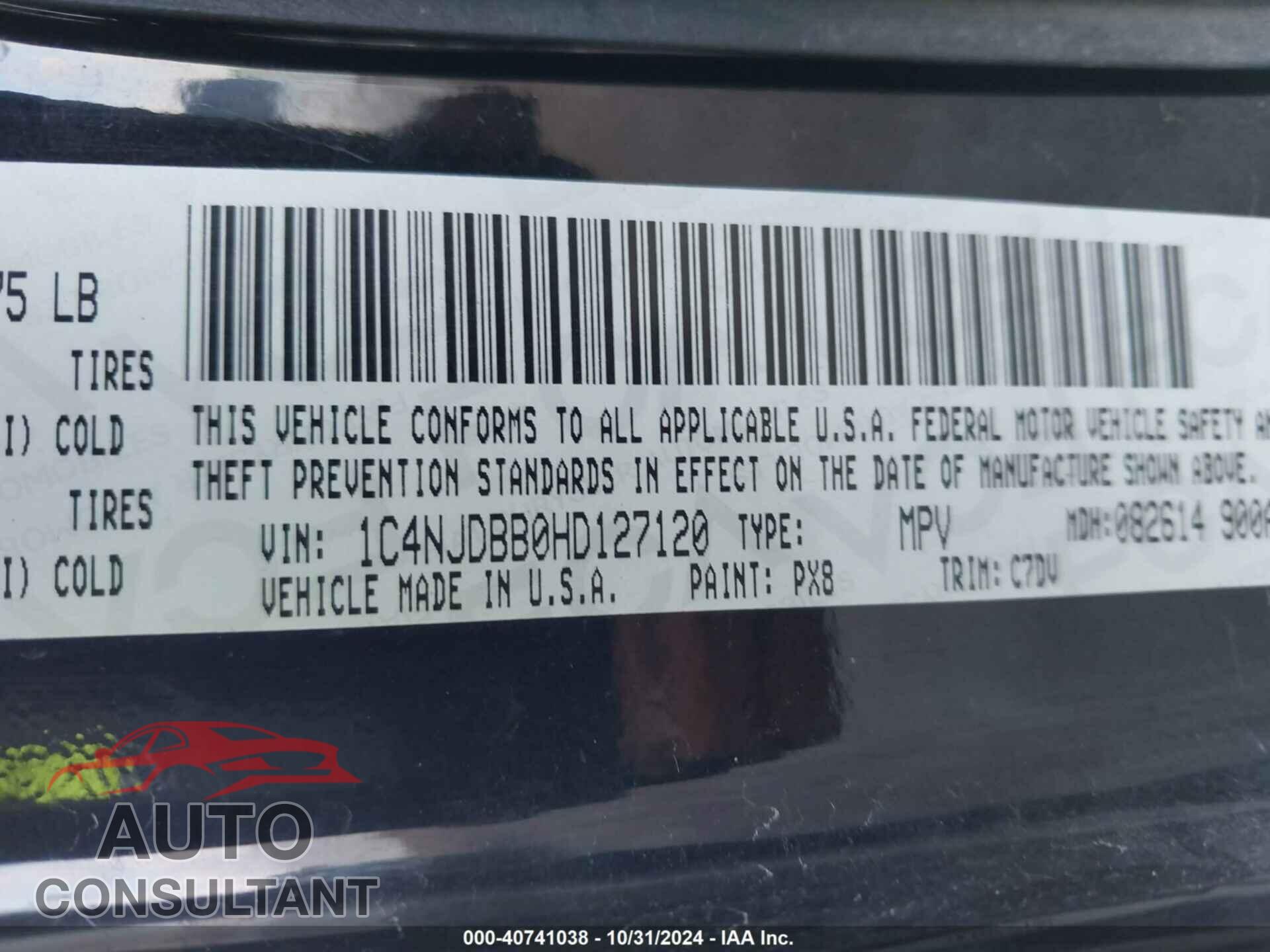JEEP COMPASS 2017 - 1C4NJDBB0HD127120