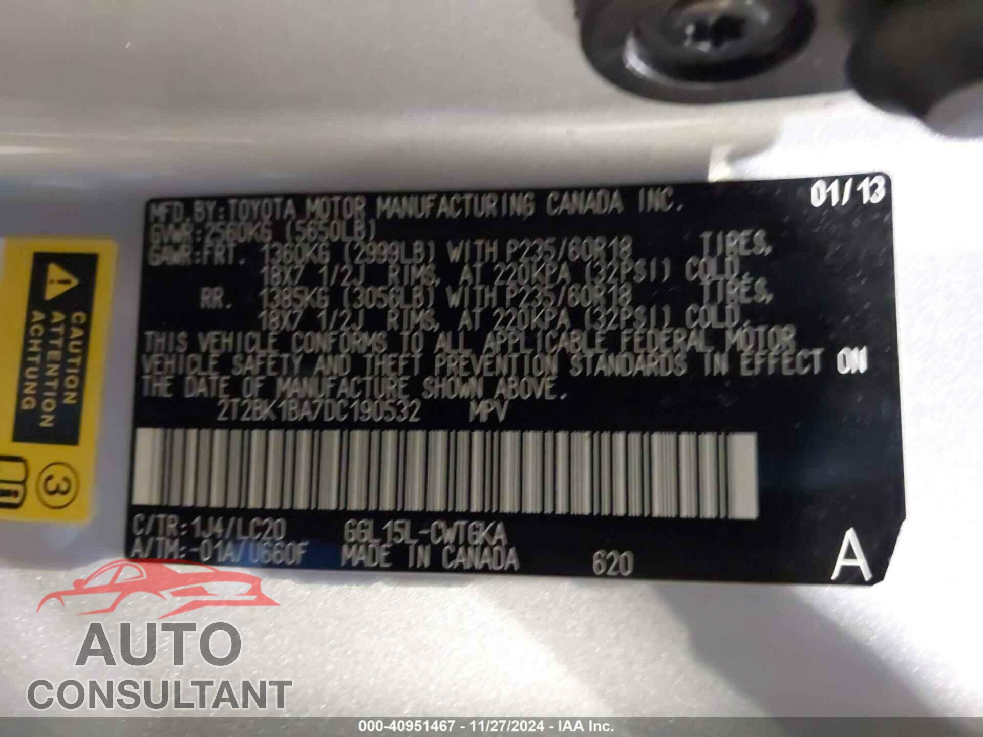 LEXUS RX 350 2013 - 2T2BK1BA7DC190532