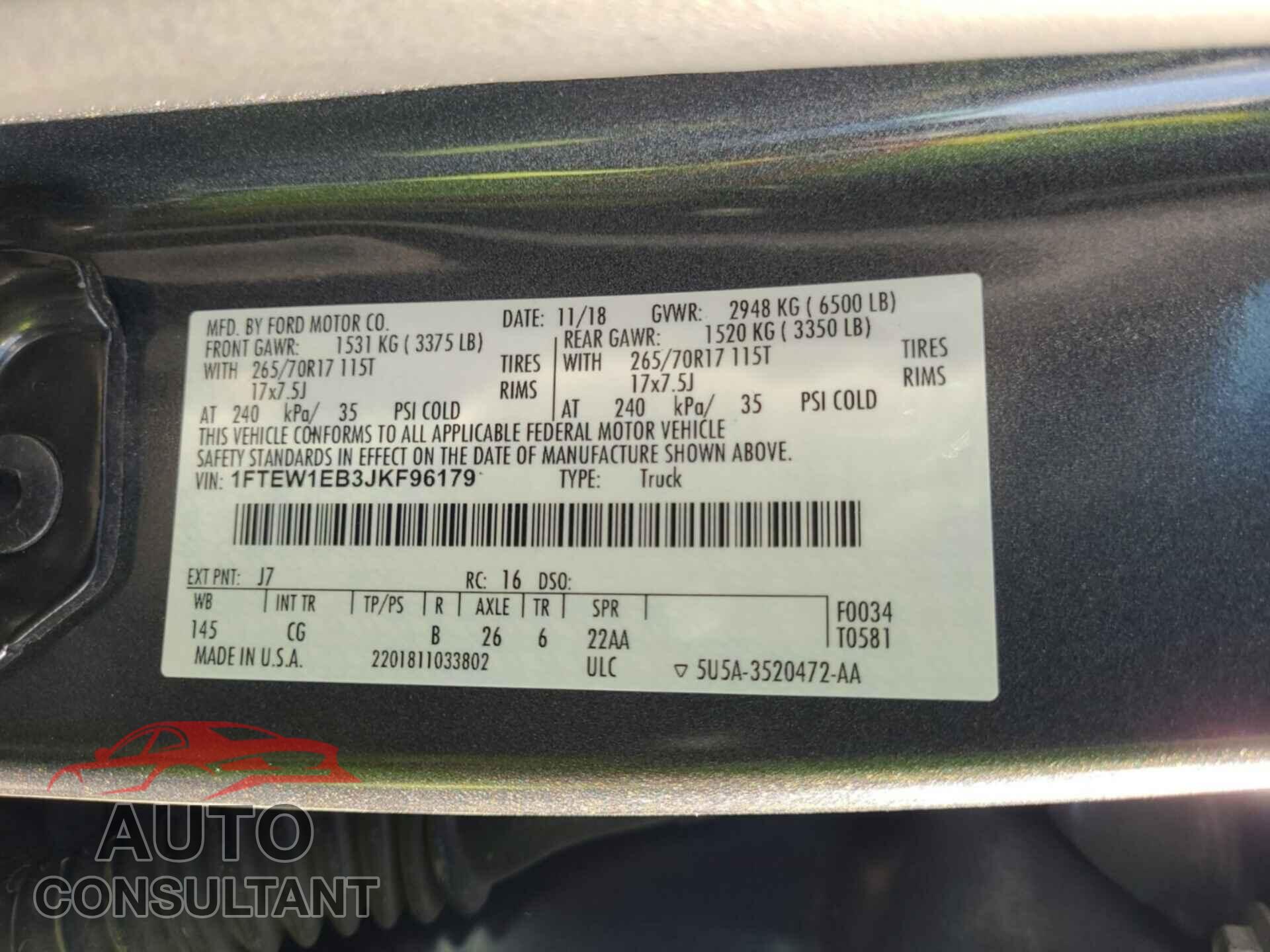 FORD F-150 2018 - 1FTEW1EB3JKF96179