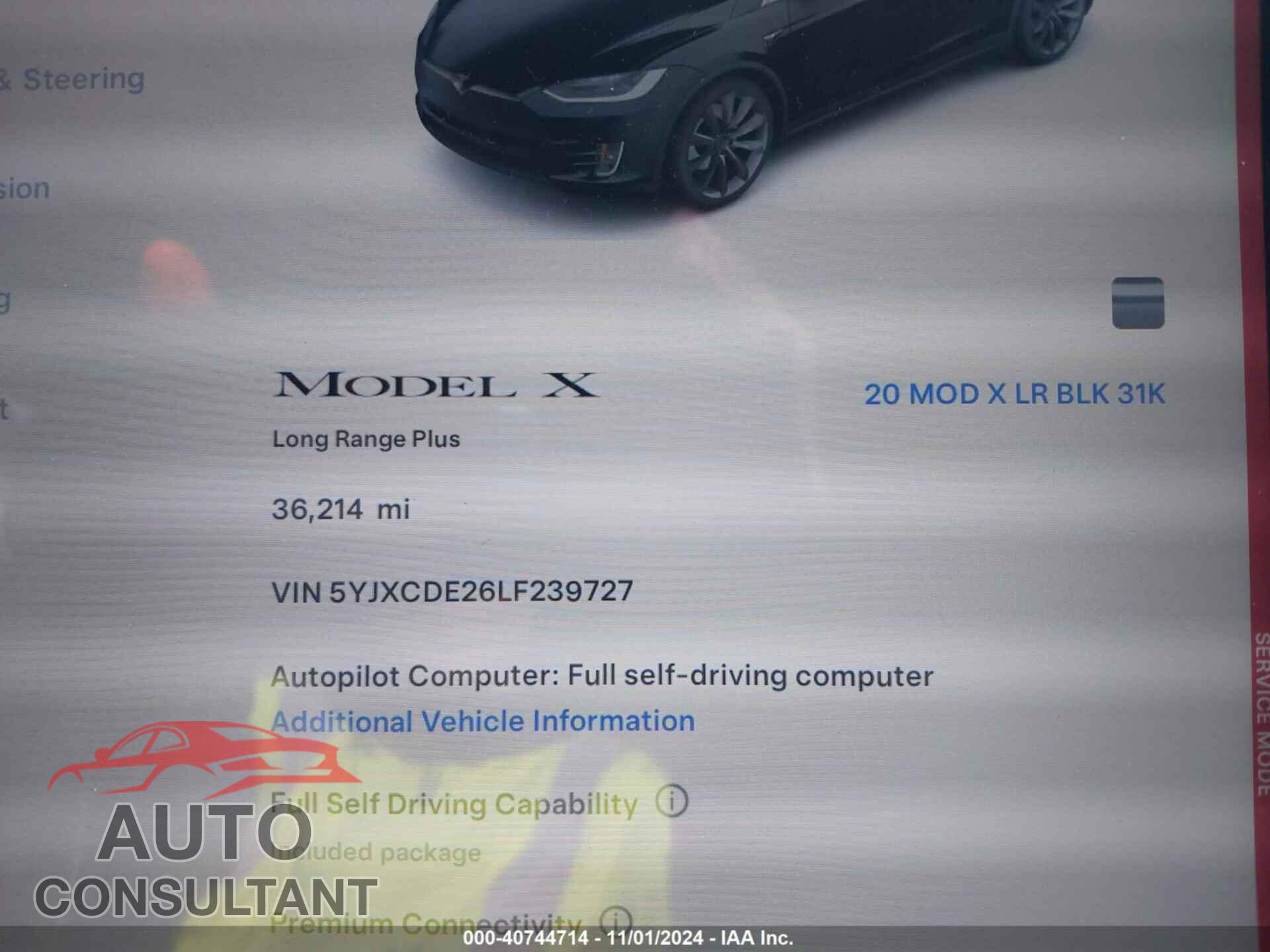 TESLA MODEL X 2020 - 5YJXCDE26LF239727