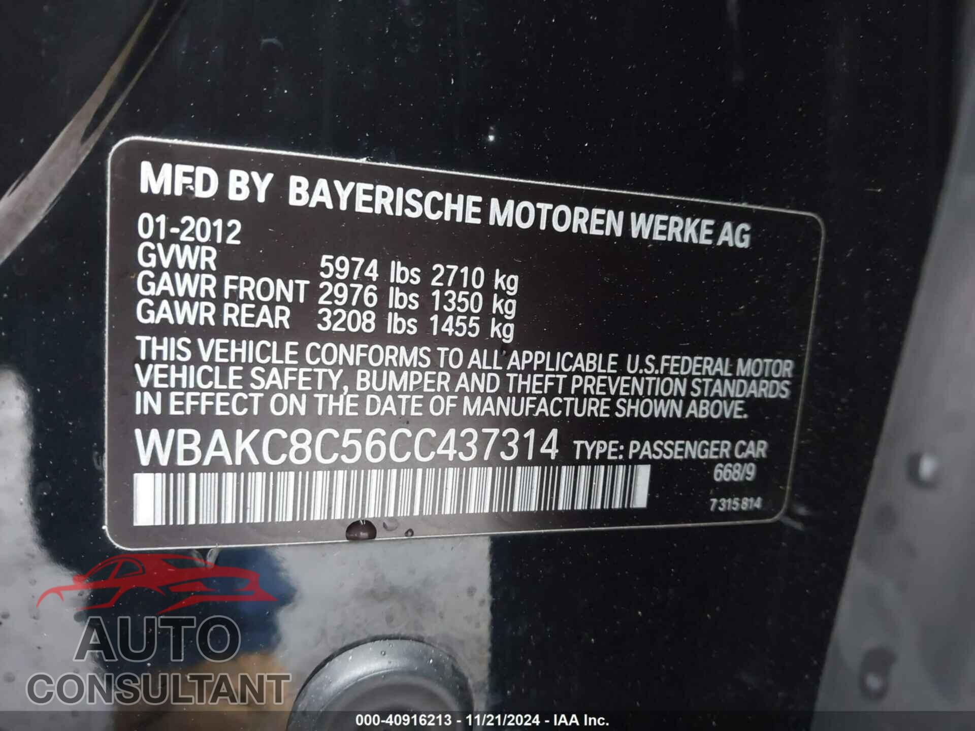 BMW 750LI 2012 - WBAKC8C56CC437314