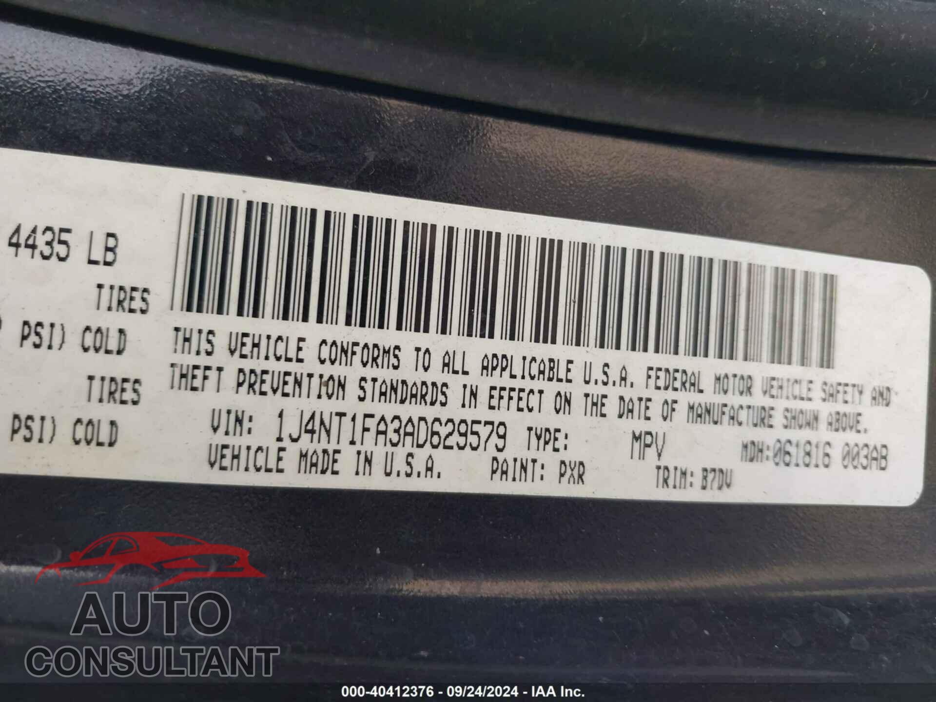 JEEP COMPASS 2010 - 1J4NT1FA3AD629579
