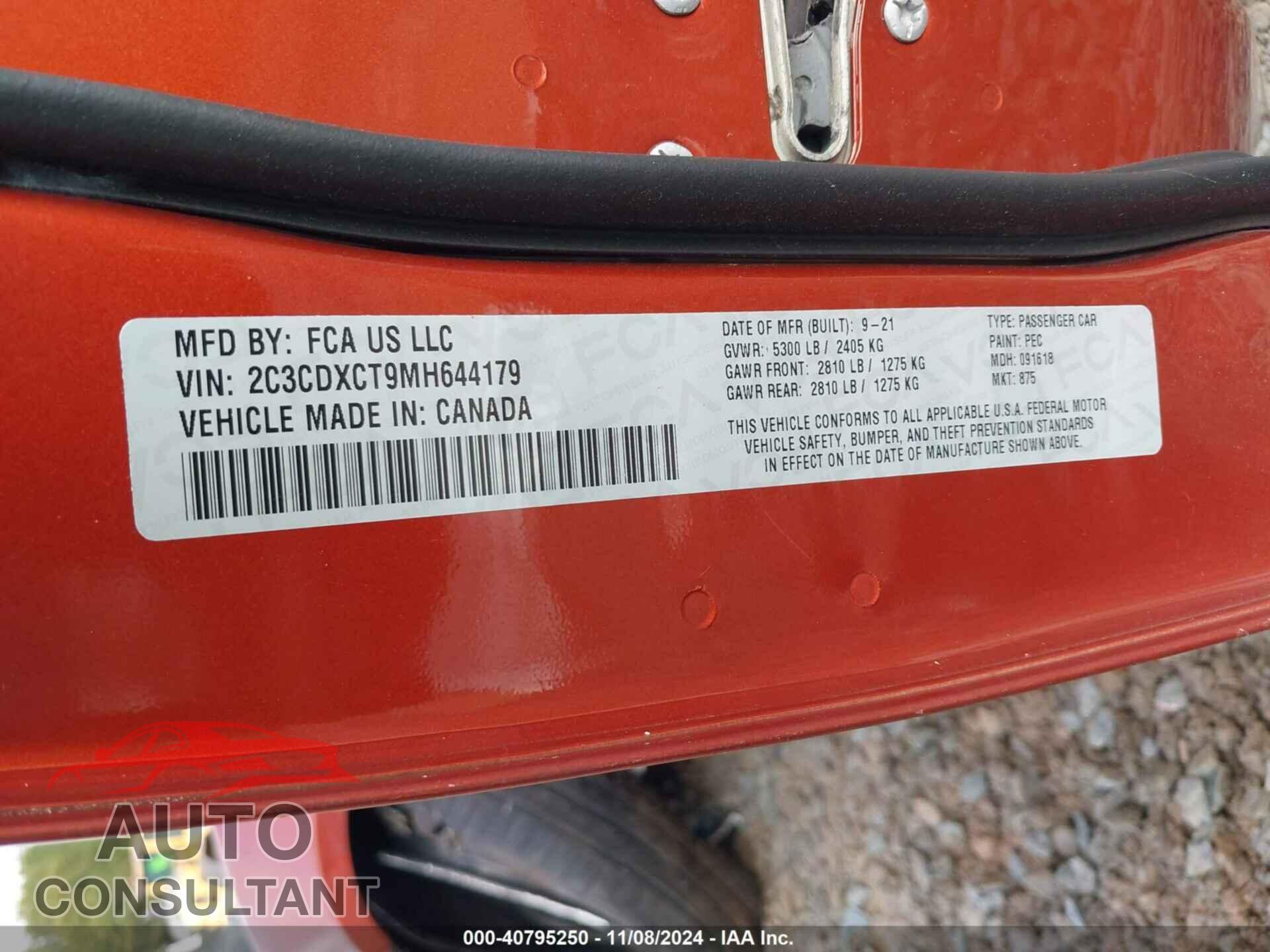 DODGE CHARGER 2021 - 2C3CDXCT9MH644179
