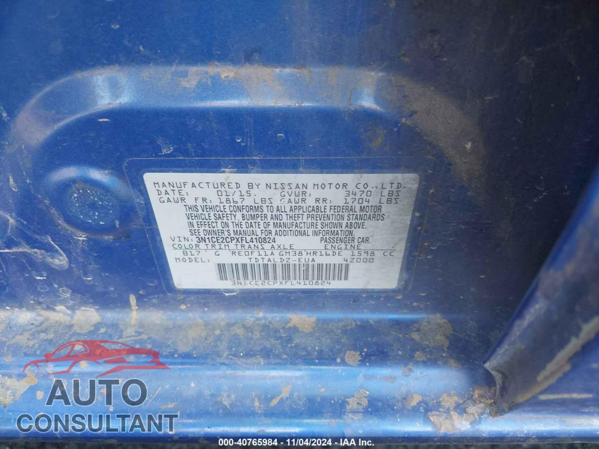 NISSAN VERSA NOTE 2015 - 3N1CE2CPXFL410824