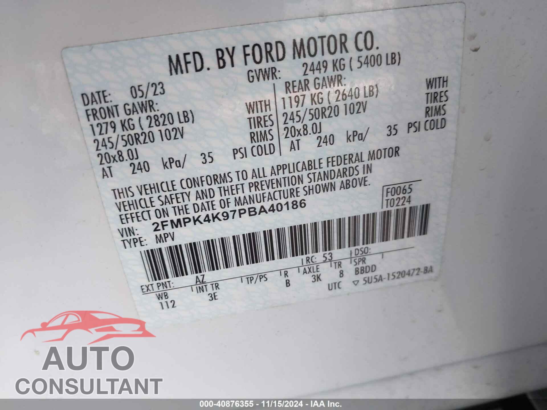 FORD EDGE 2023 - 2FMPK4K97PBA40186