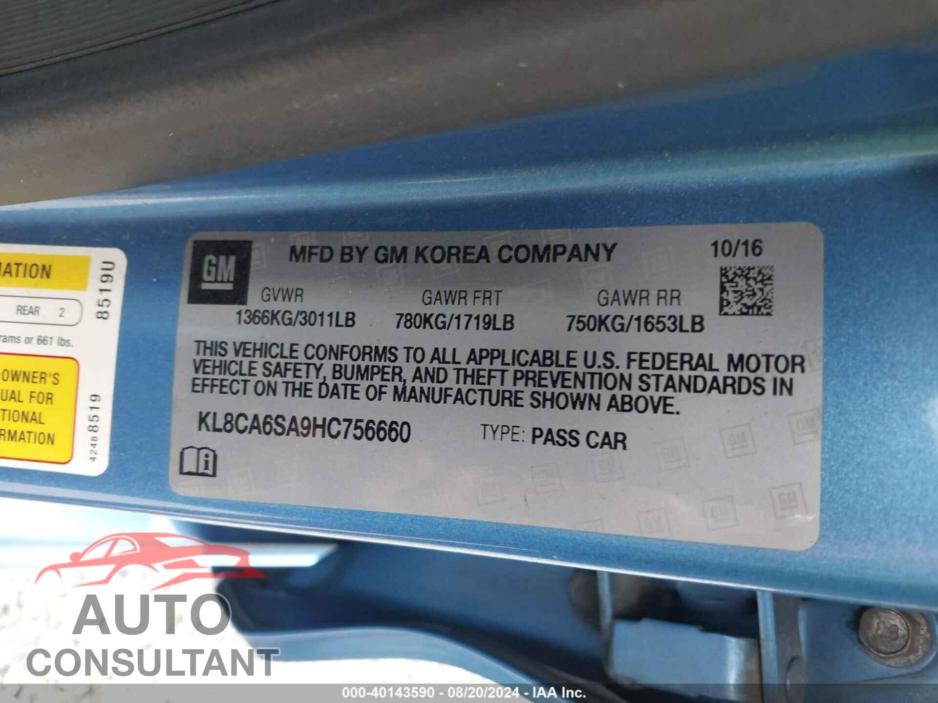 CHEVROLET SPARK 2017 - KL8CA6SA9HC756660
