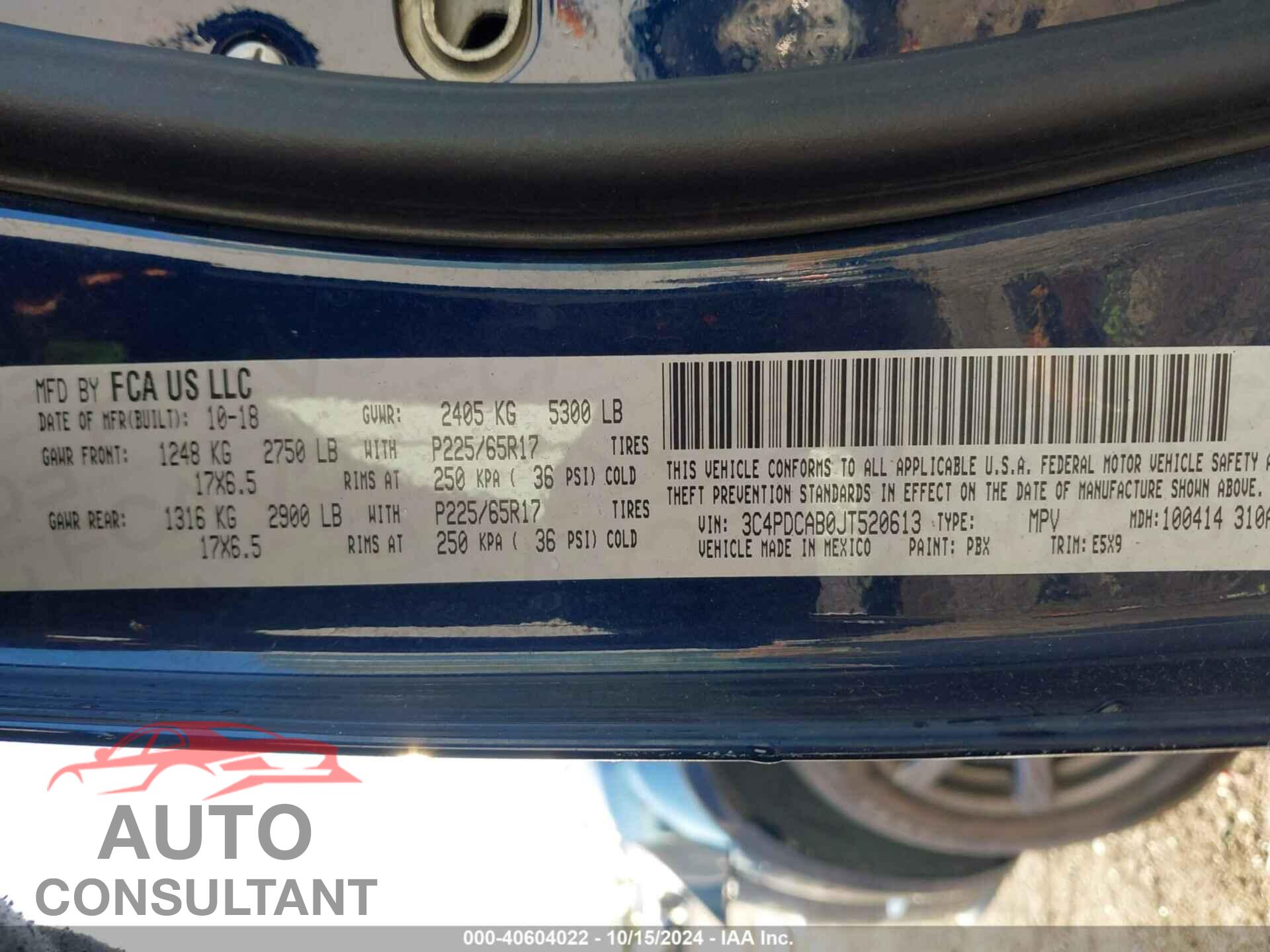 DODGE JOURNEY 2018 - 3C4PDCAB0JT520613