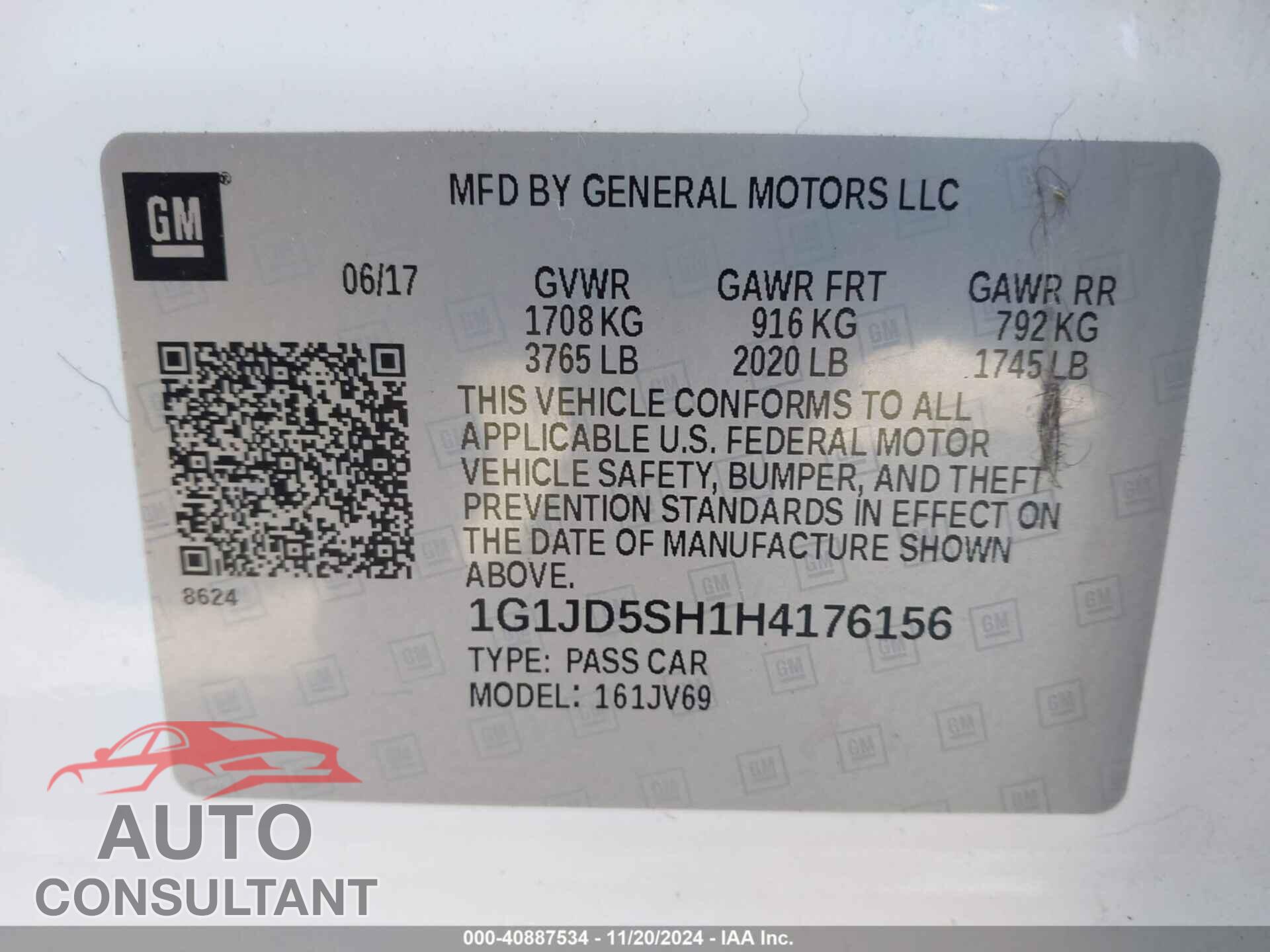 CHEVROLET SONIC 2017 - 1G1JD5SH1H4176156