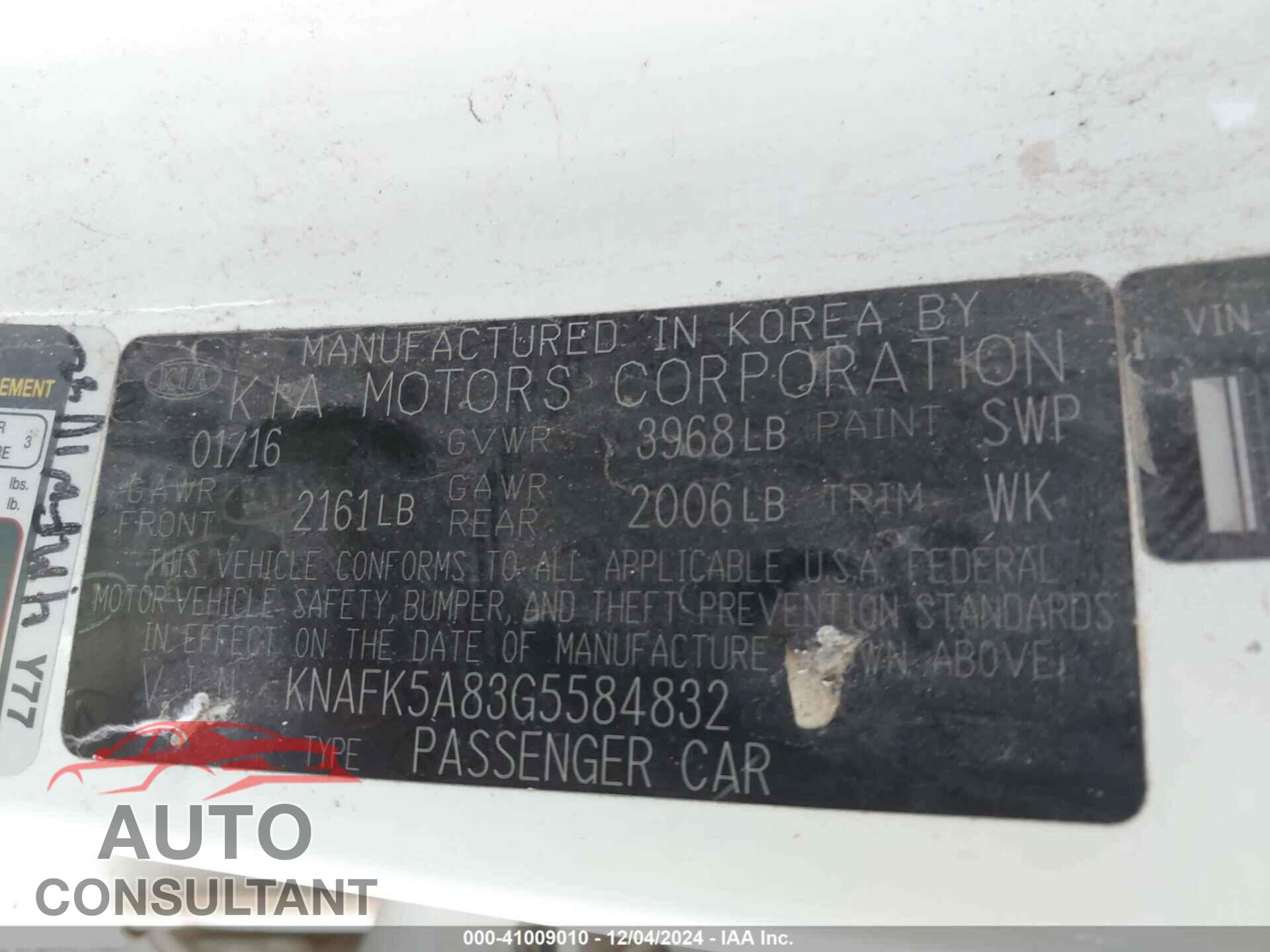 KIA FORTE 2016 - KNAFK5A83G5584832