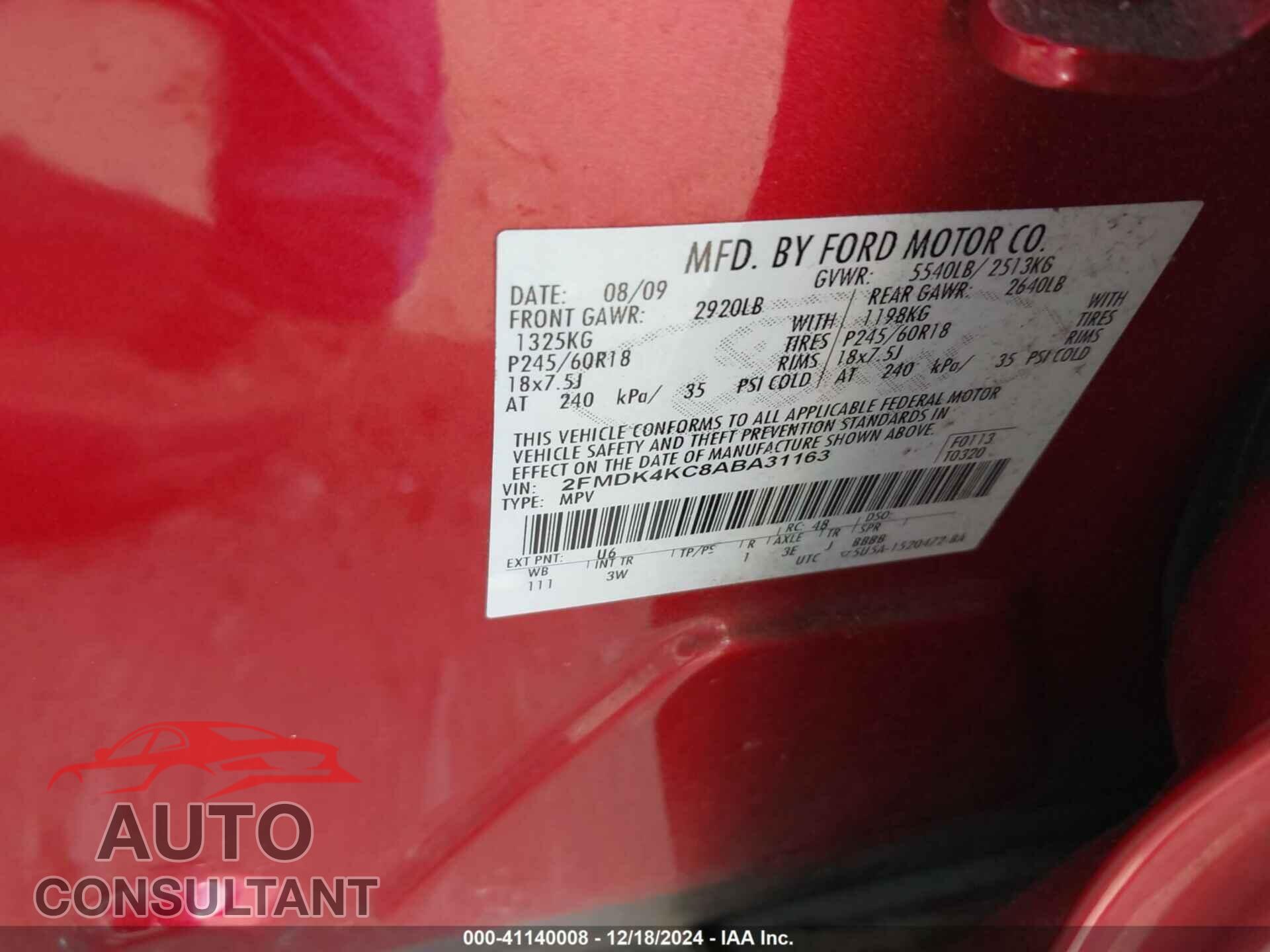 FORD EDGE 2010 - 2FMDK4KC8ABA31163
