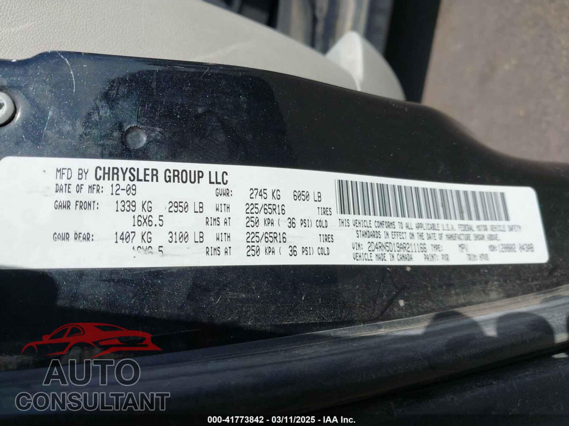 DODGE GRAND CARAVAN 2010 - 2D4RN5D19AR211166