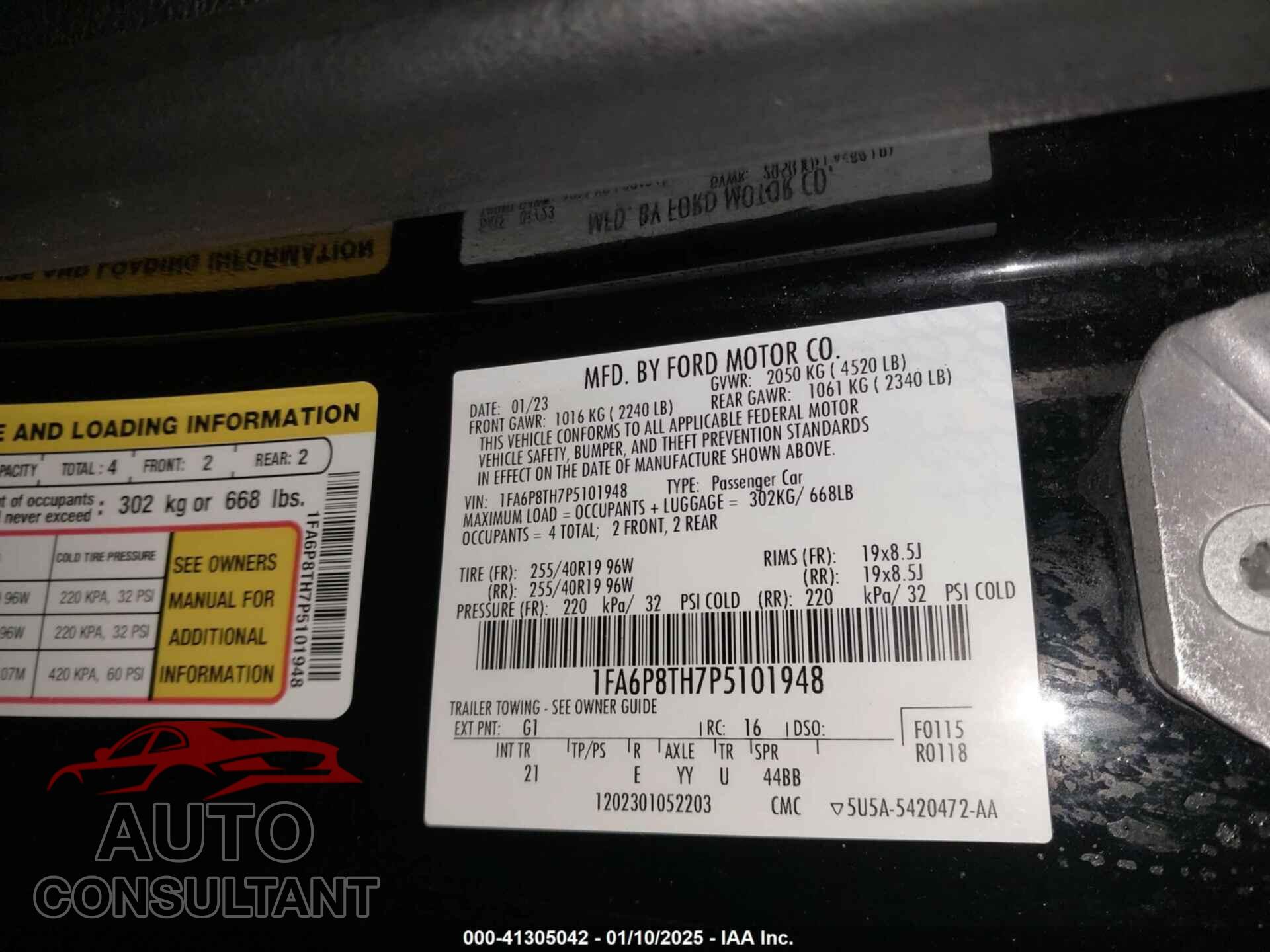 FORD MUSTANG 2023 - 1FA6P8TH7P5101948