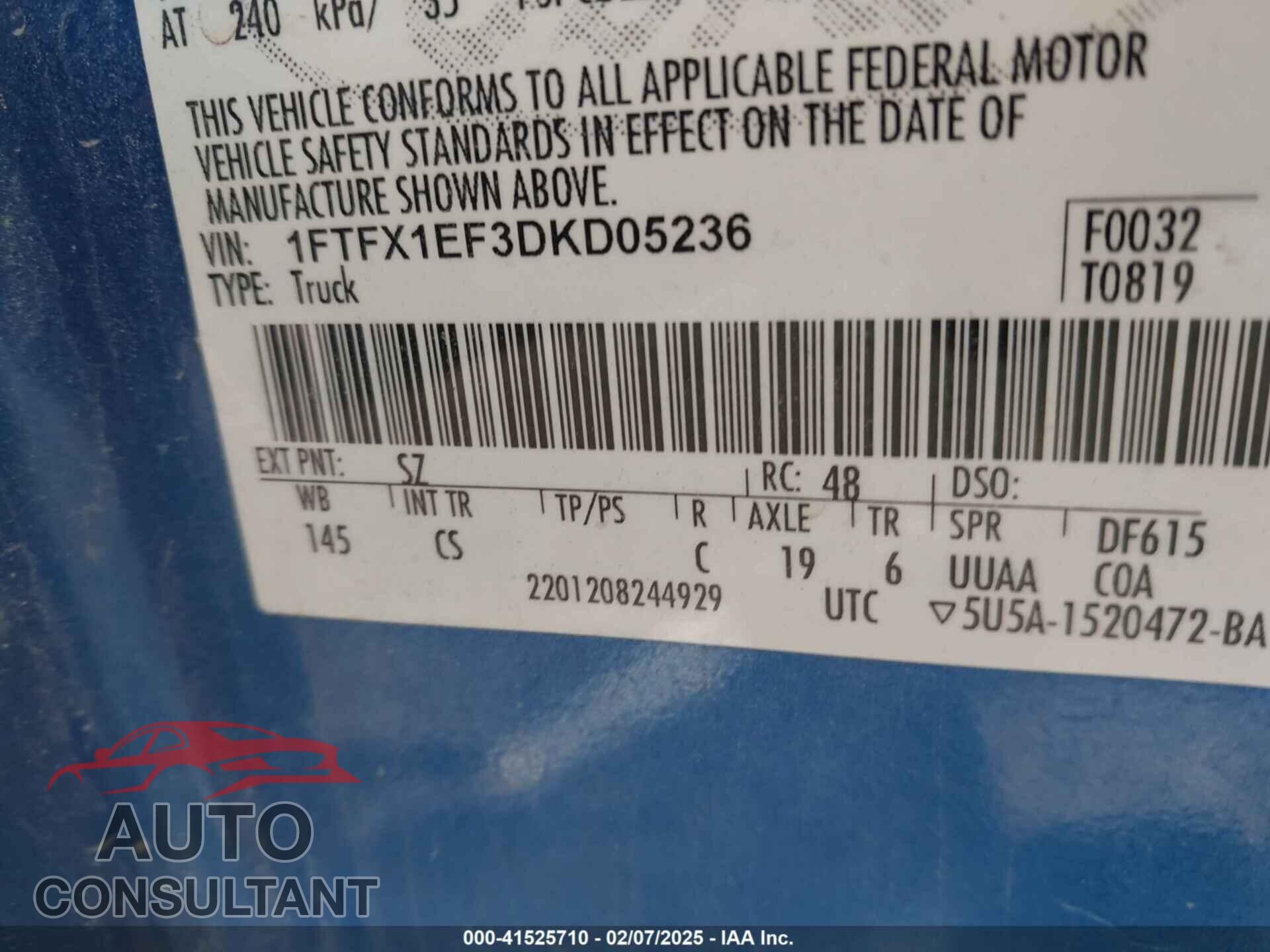 FORD F-150 2013 - 1FTFX1EF3DKD05236