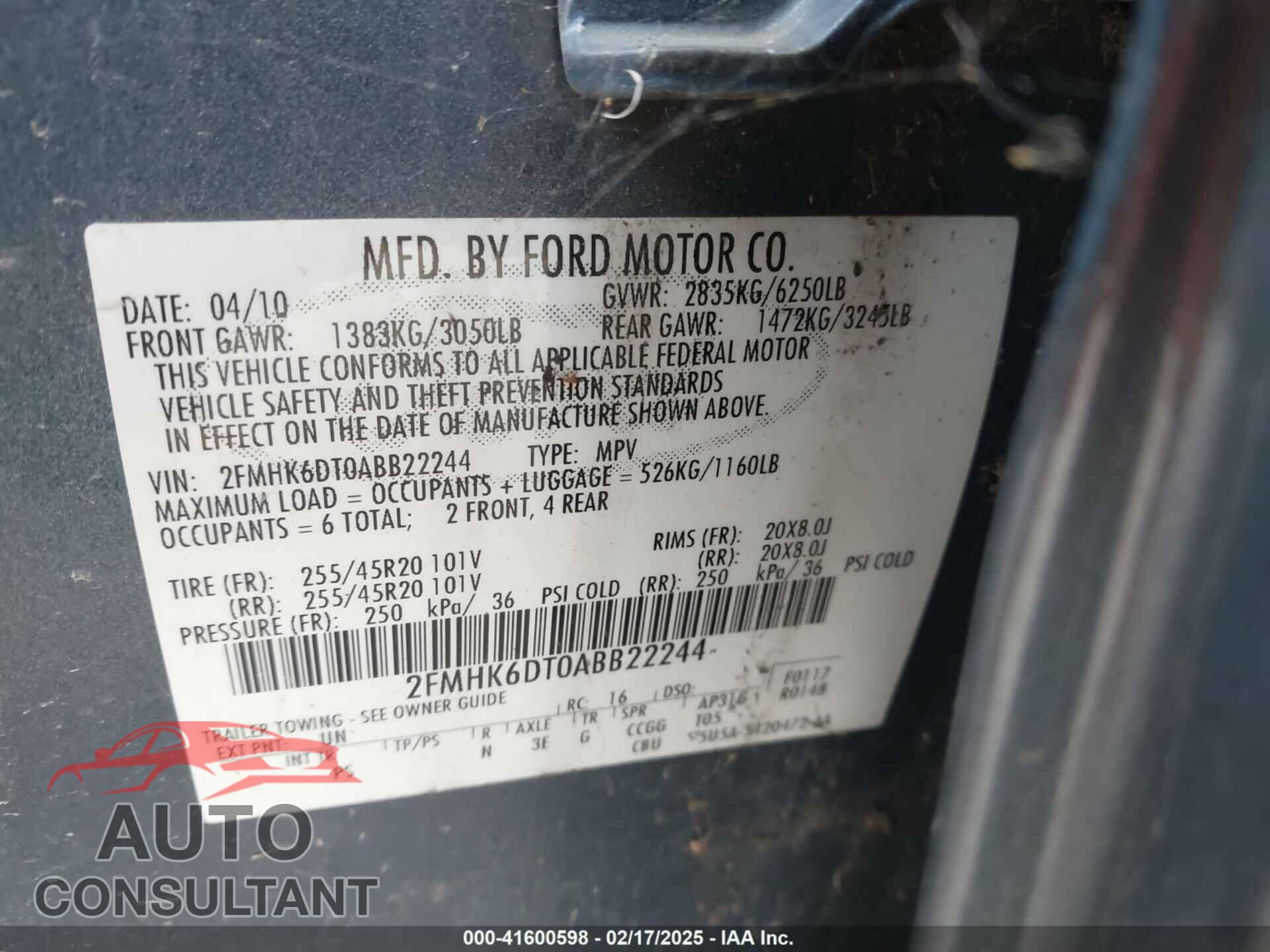FORD FLEX 2010 - 2FMHK6DT0ABB22244