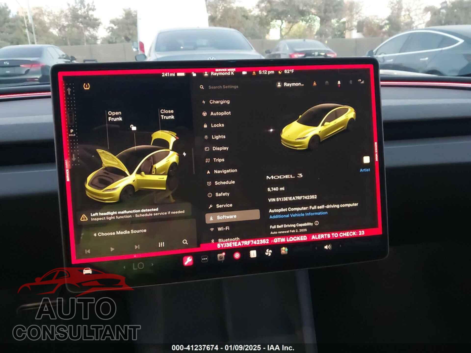 TESLA MODEL 3 2024 - 5YJ3E1EA7RF742352