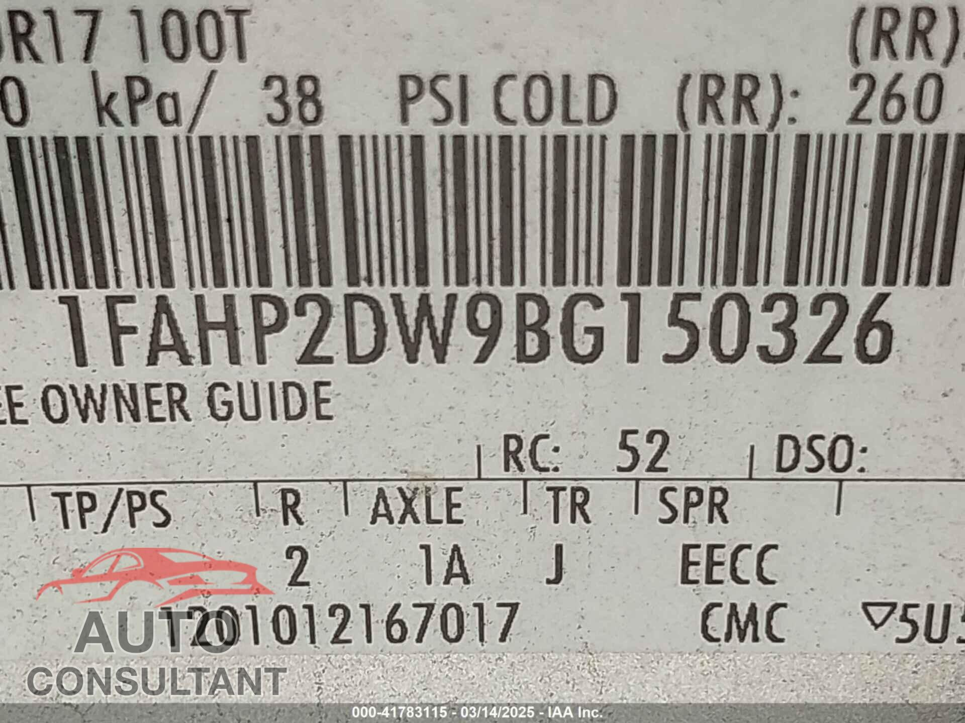 FORD TAURUS 2011 - 1FAHP2DW9BG150326