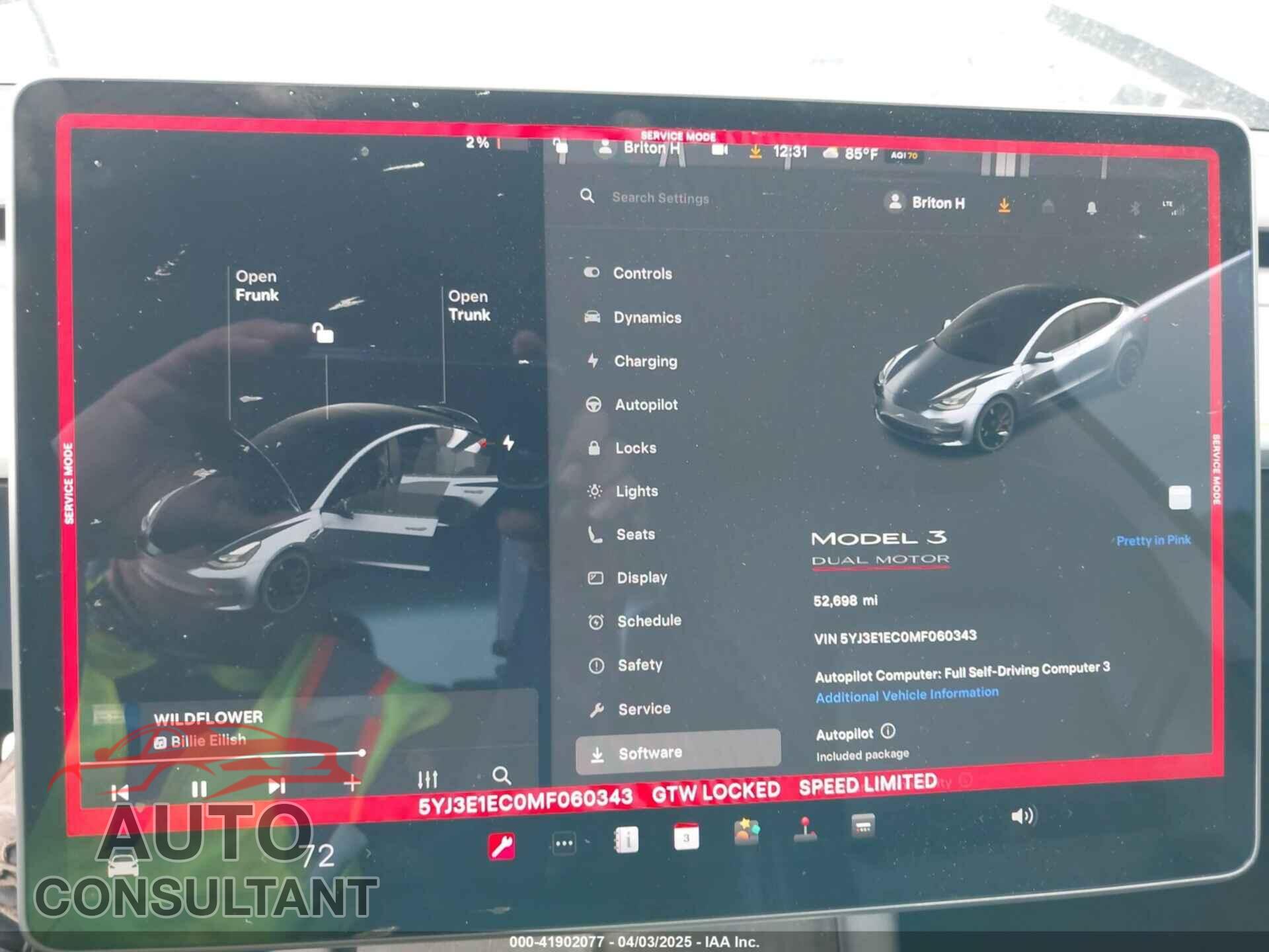 TESLA MODEL 3 2021 - 5YJ3E1EC0MF060343
