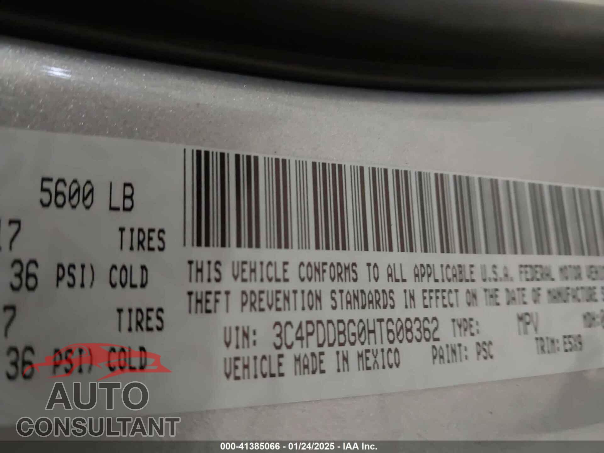 DODGE JOURNEY 2017 - 3C4PDDBG0HT608362