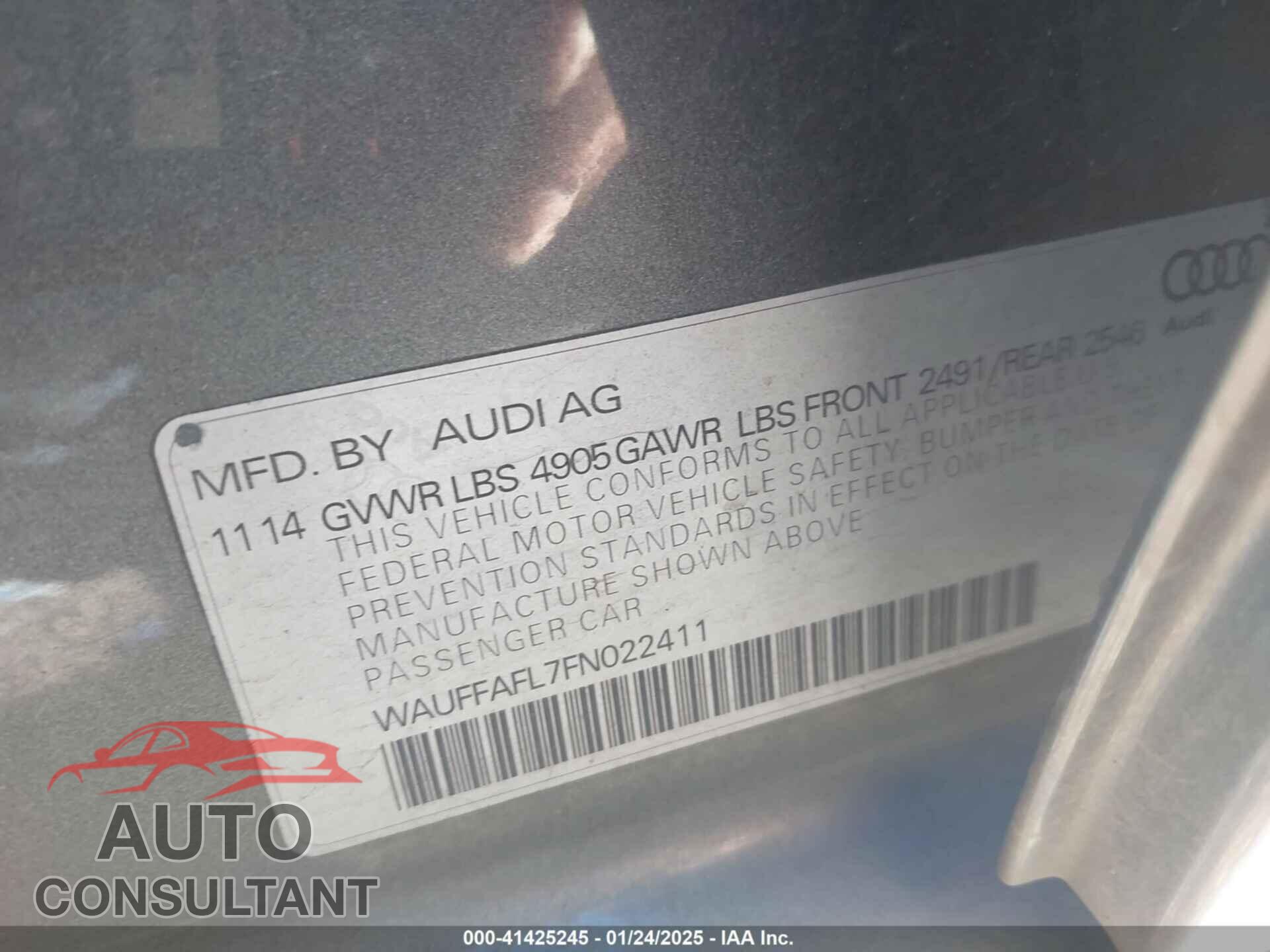 AUDI A4 2015 - WAUFFAFL7FN022411
