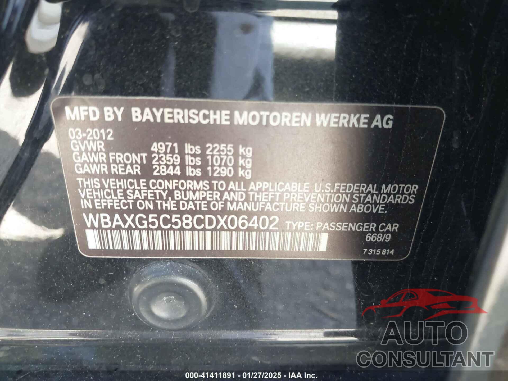 BMW 528I 2012 - WBAXG5C58CDX06402